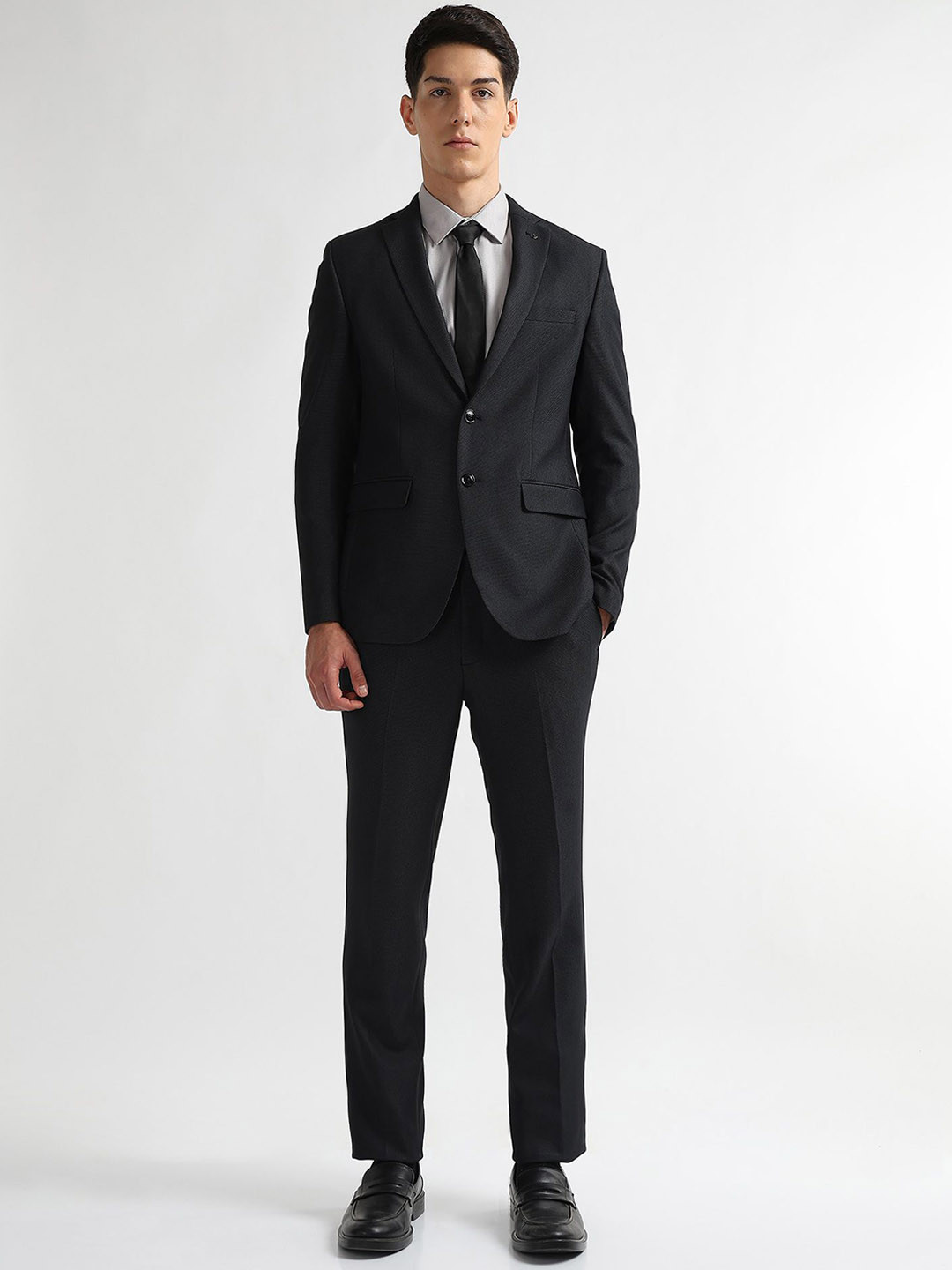 Arrow Self Design Textured Tailored Fit 2-Pcs Suit