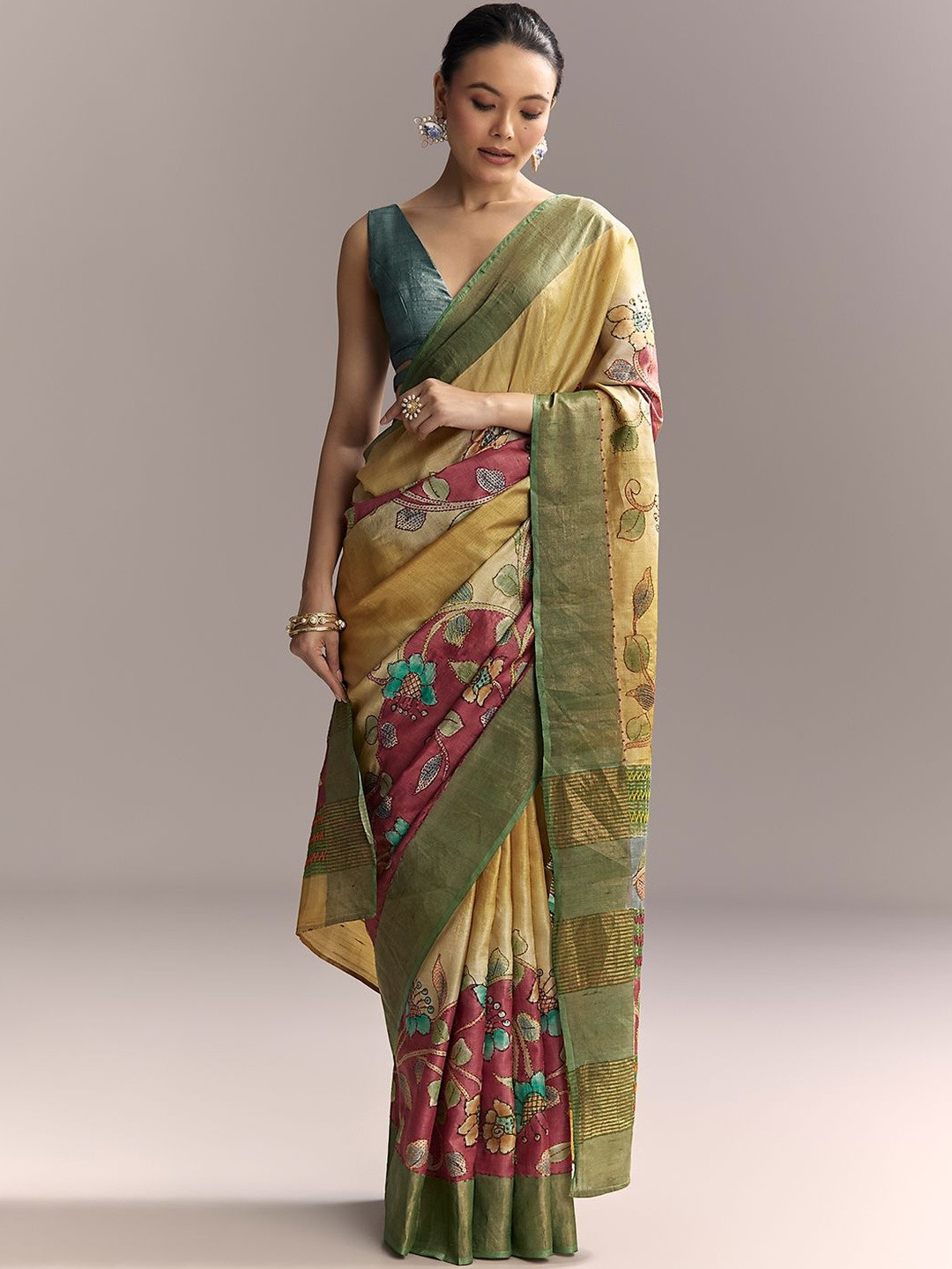KALKI Fashion Floral Hand Painted Saree