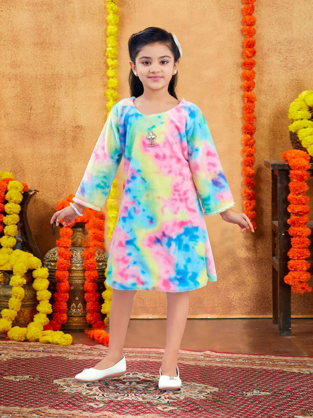 BAESD Girls Tie and Dye Pure Wool Jumper Dress