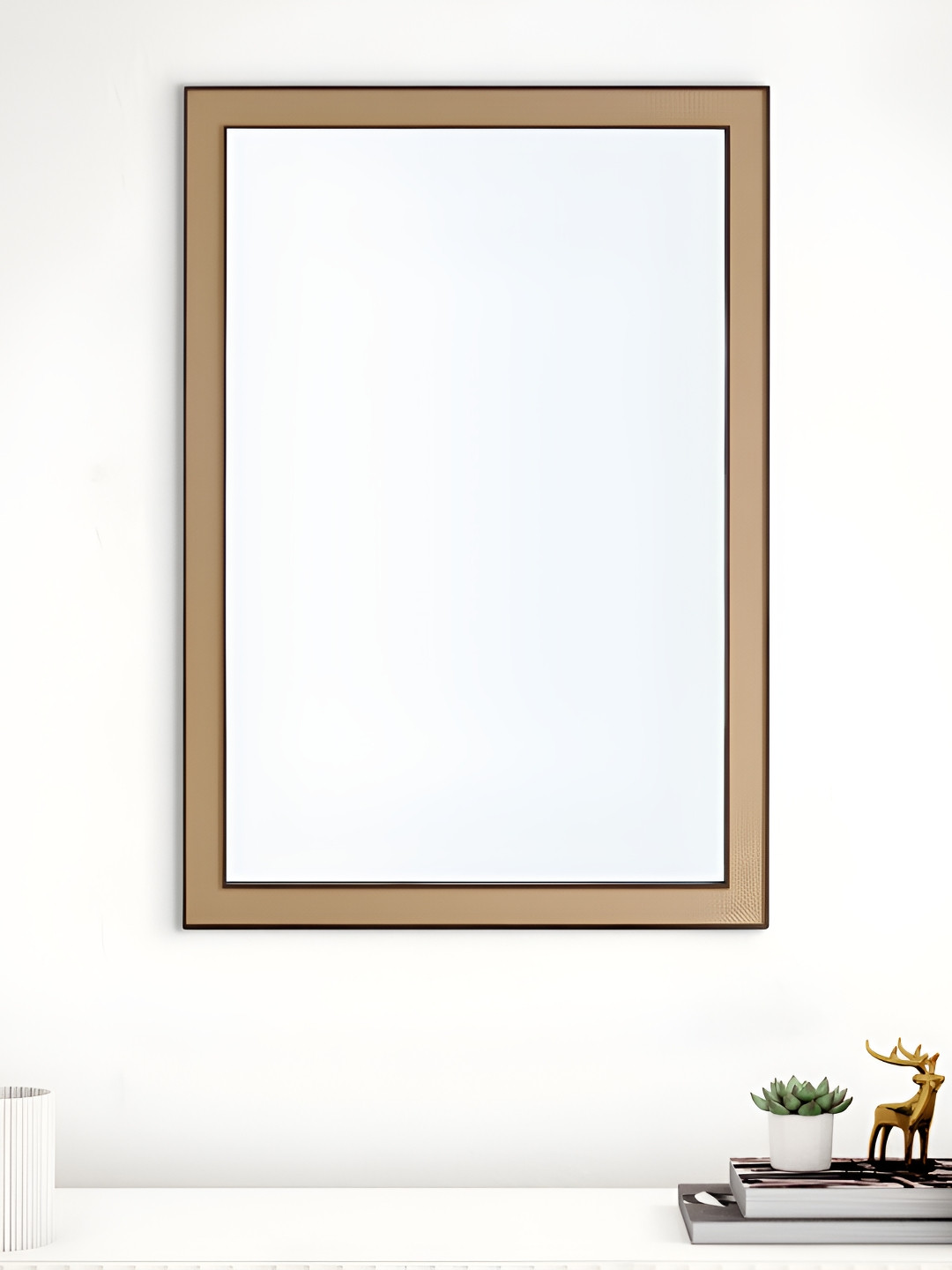 Home Centre Reflection Shack Brown Rectangular Wall Mirror
