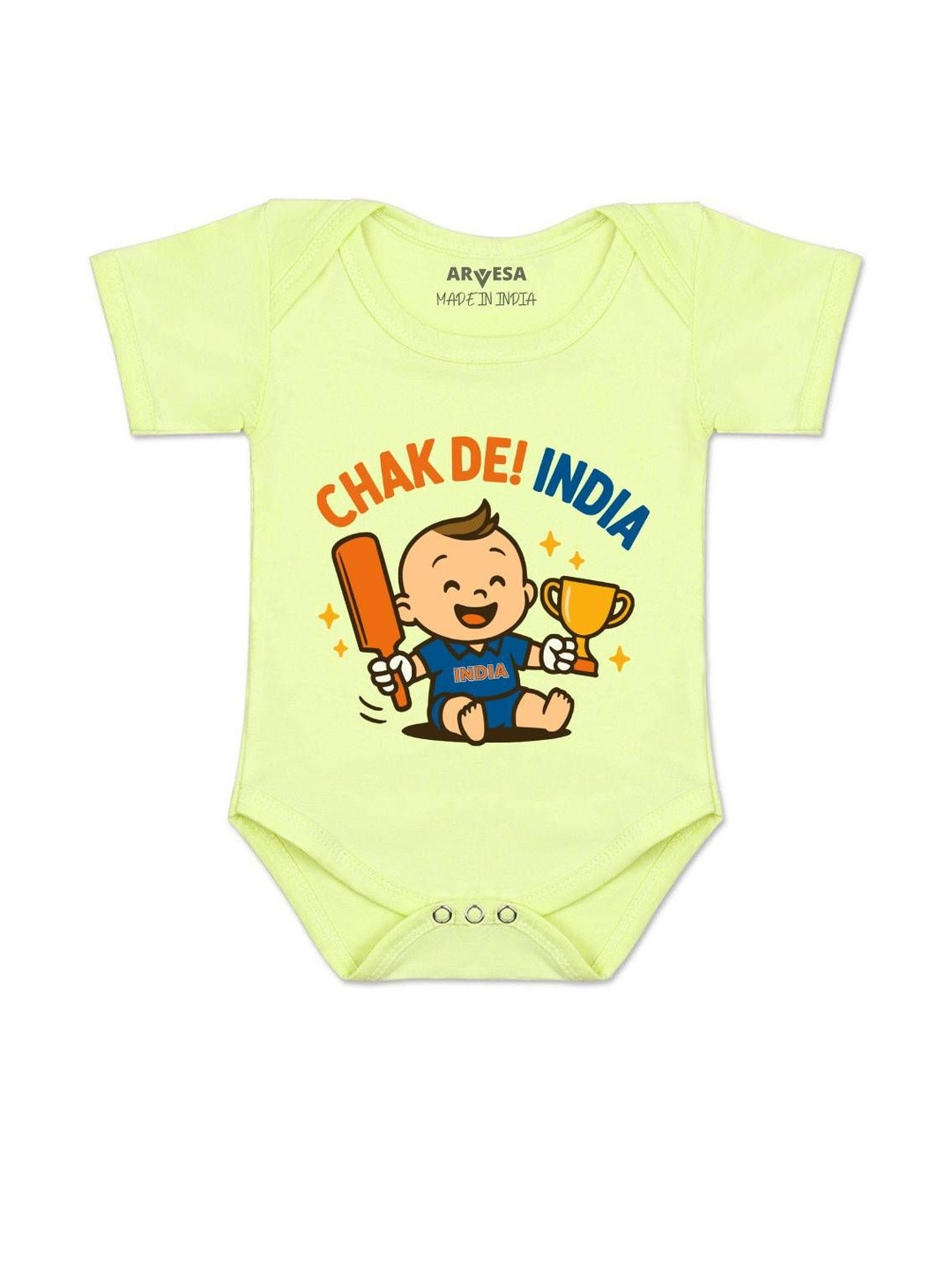 Arvesa Kids Chak De India Printed Round Neck Short Sleeves Cotton Bodysuit