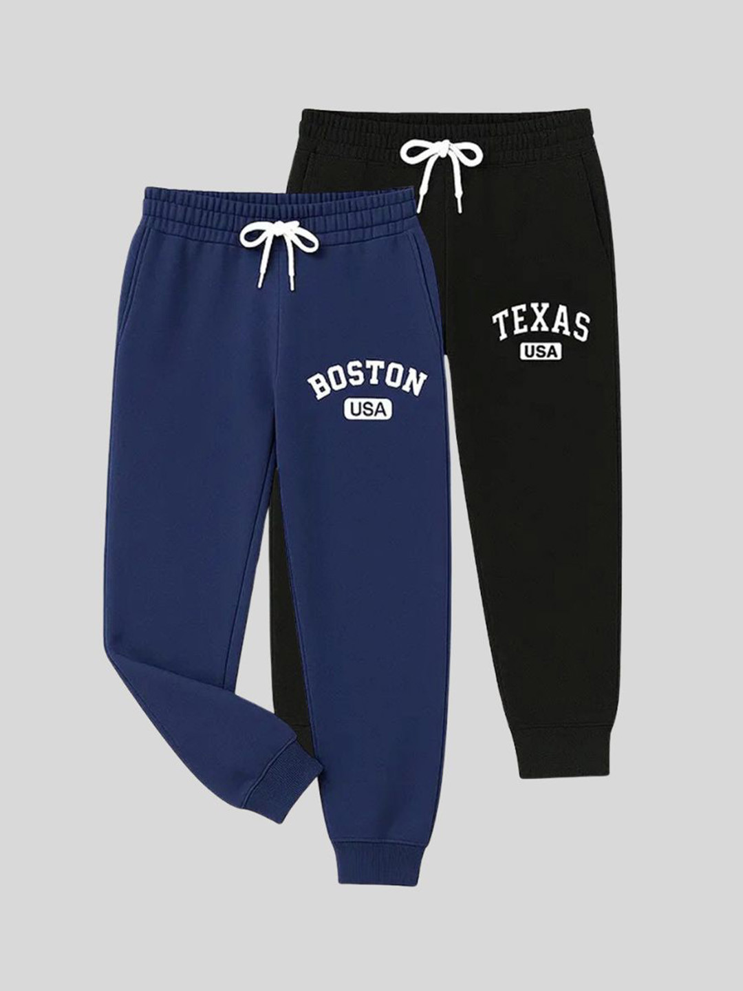 ATLANS Boys Pack Of 2 Printed Mid-Rise Cotton Joggers Track Pants