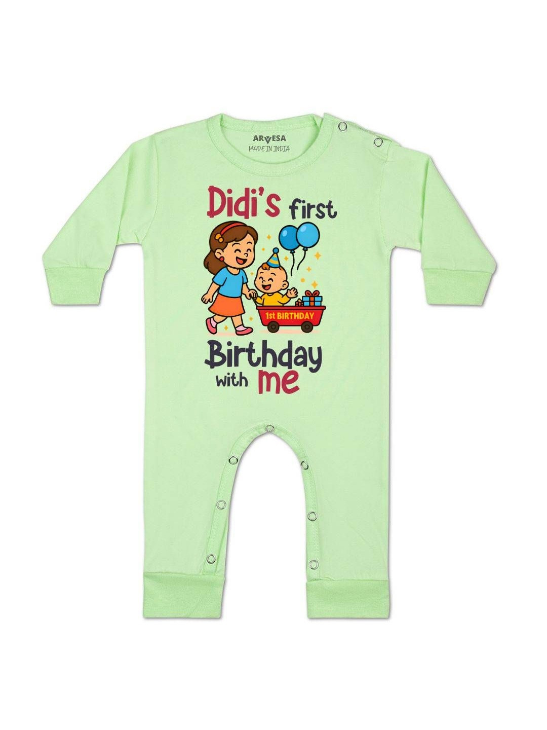 Didi First Birthday With Me Printed Baby Rompers