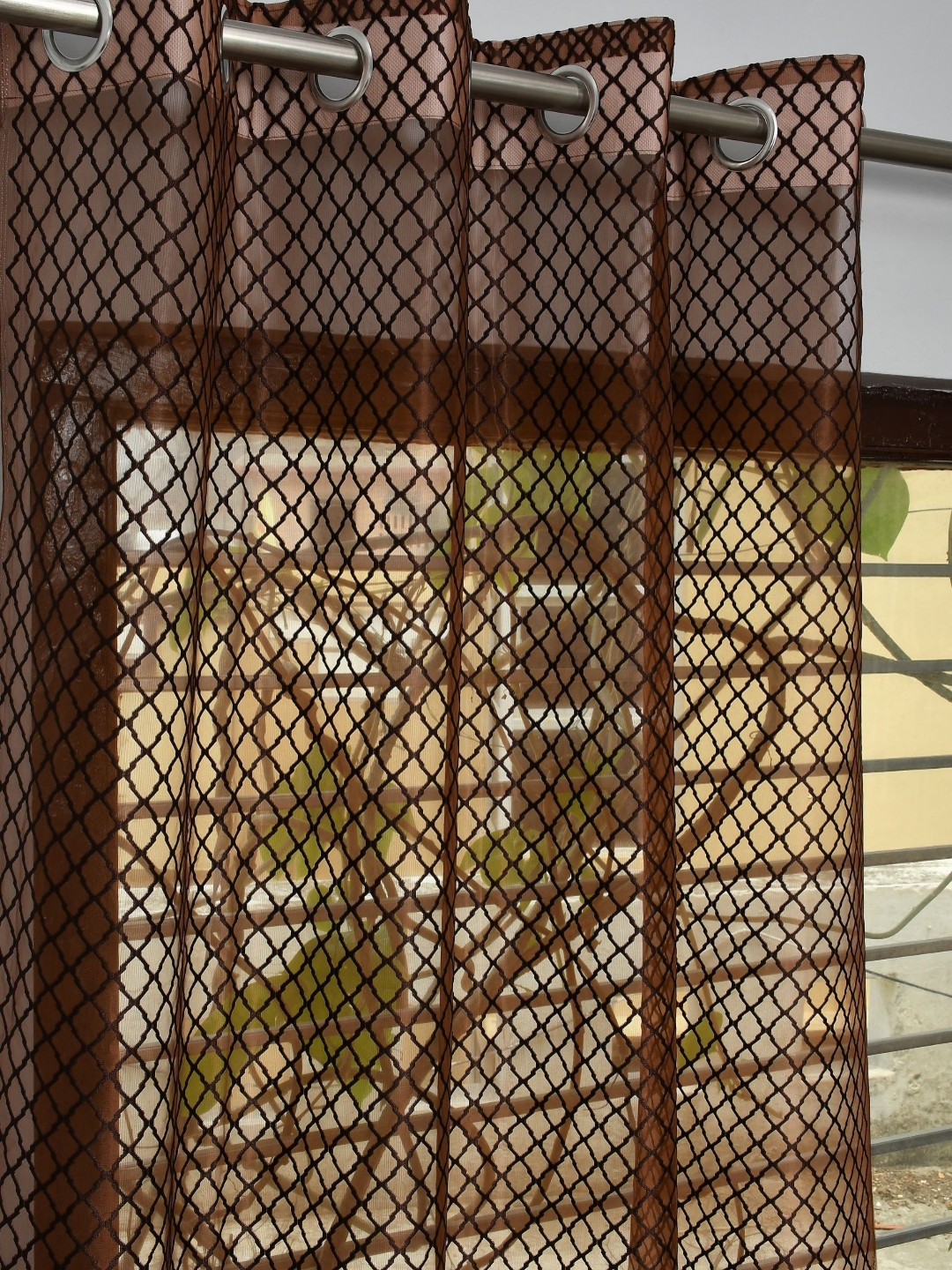 GEET CREATIONS Coffee Brown Sheer Long Door Curtain