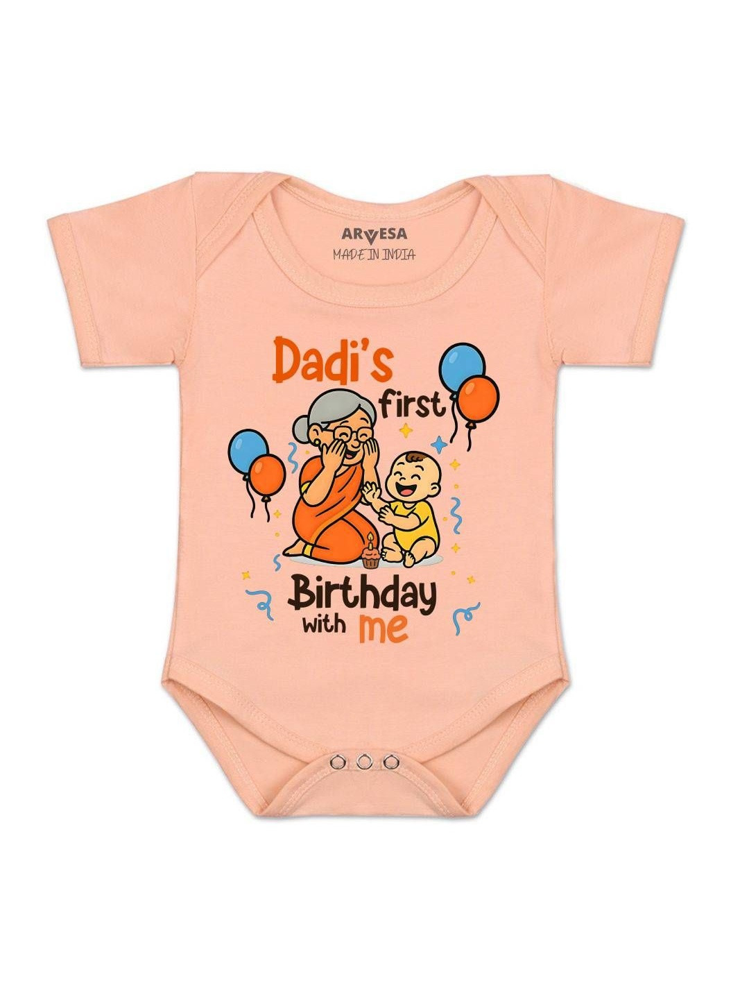 Dadi First Birthday With Me Printed Romper