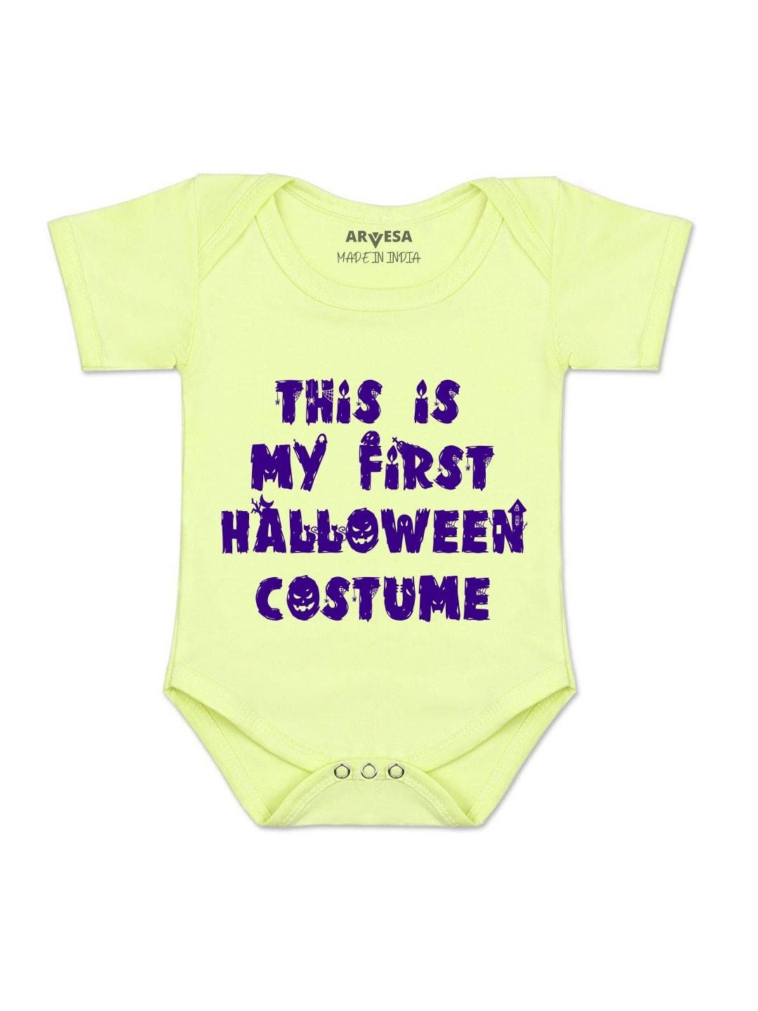 Arvesa Infants This Is My First Halloween Costume Printed Envelope Neck Cotton Rompers