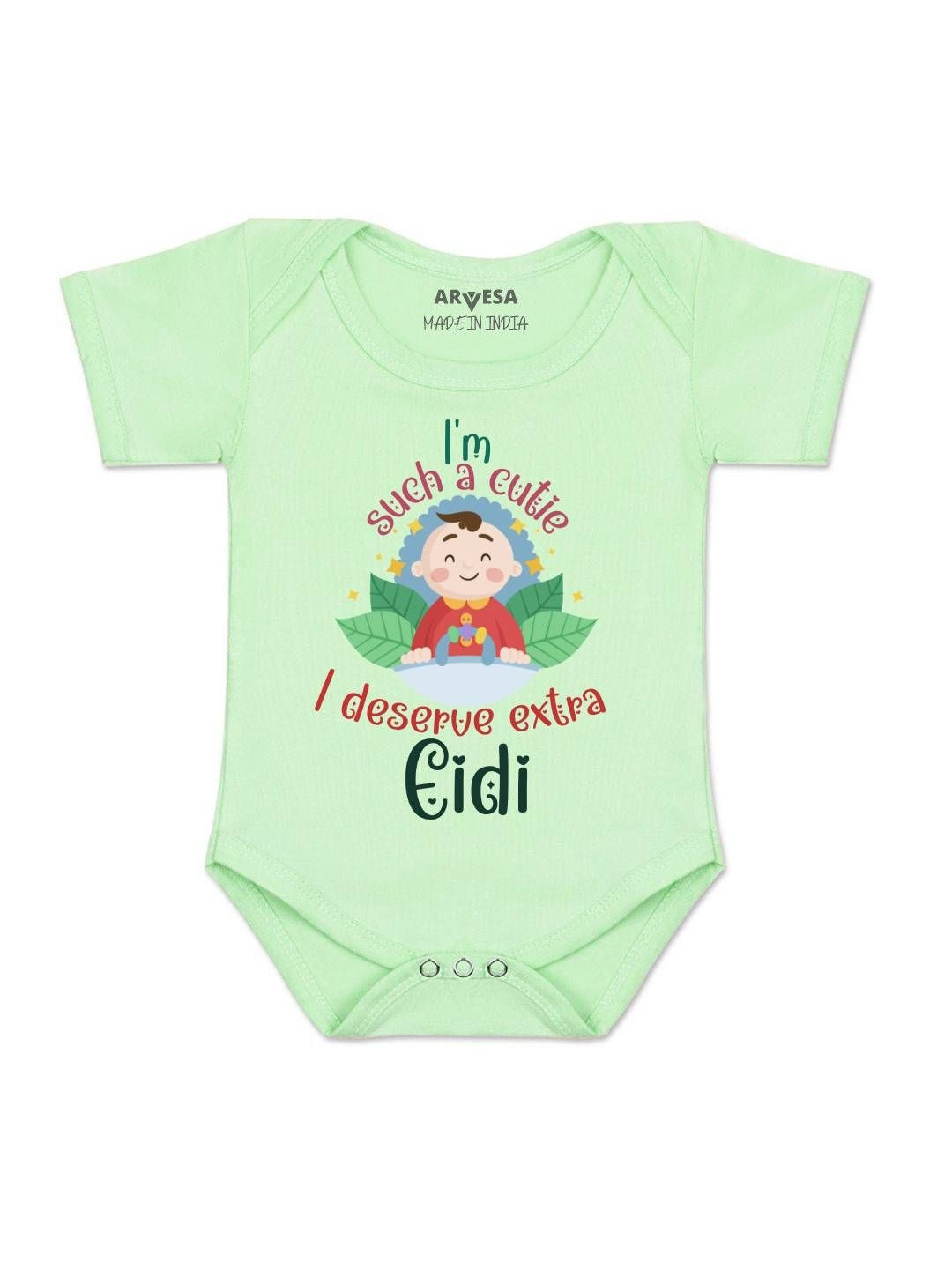 Arvesa Kids I Deserve Extra Eidi Printed Round Neck Cotton Bodysuit