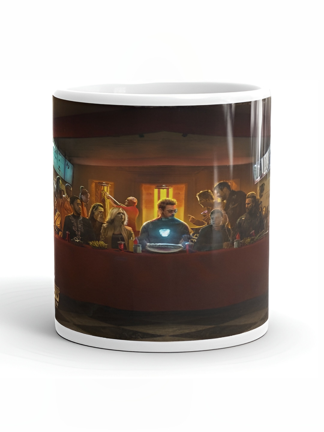 Mr UVD White & Brown Avengers Printed Ceramic Glossy Mug - 350 ml