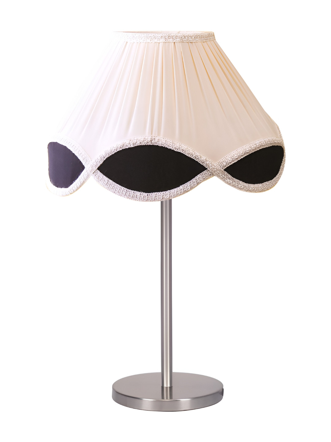 Devansh Off-White & Black Textured Steel Frustum Shaped Table Lamp With Shade