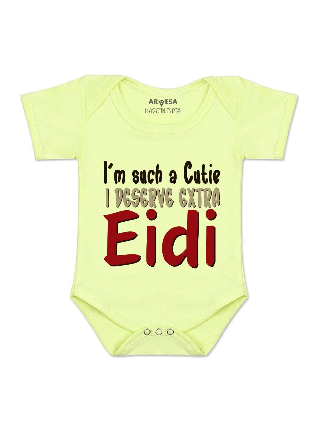 Arvesa Kids I Deserve Extra Eidi Printed Round Neck Short Sleeves Cotton Bodysuit