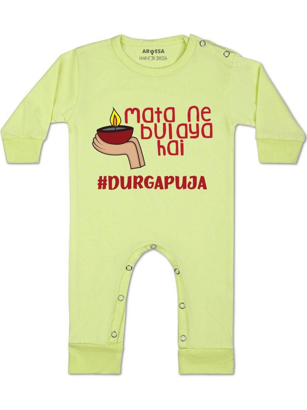 Arvesa Kids Durga Puja Printed Baby Rompers