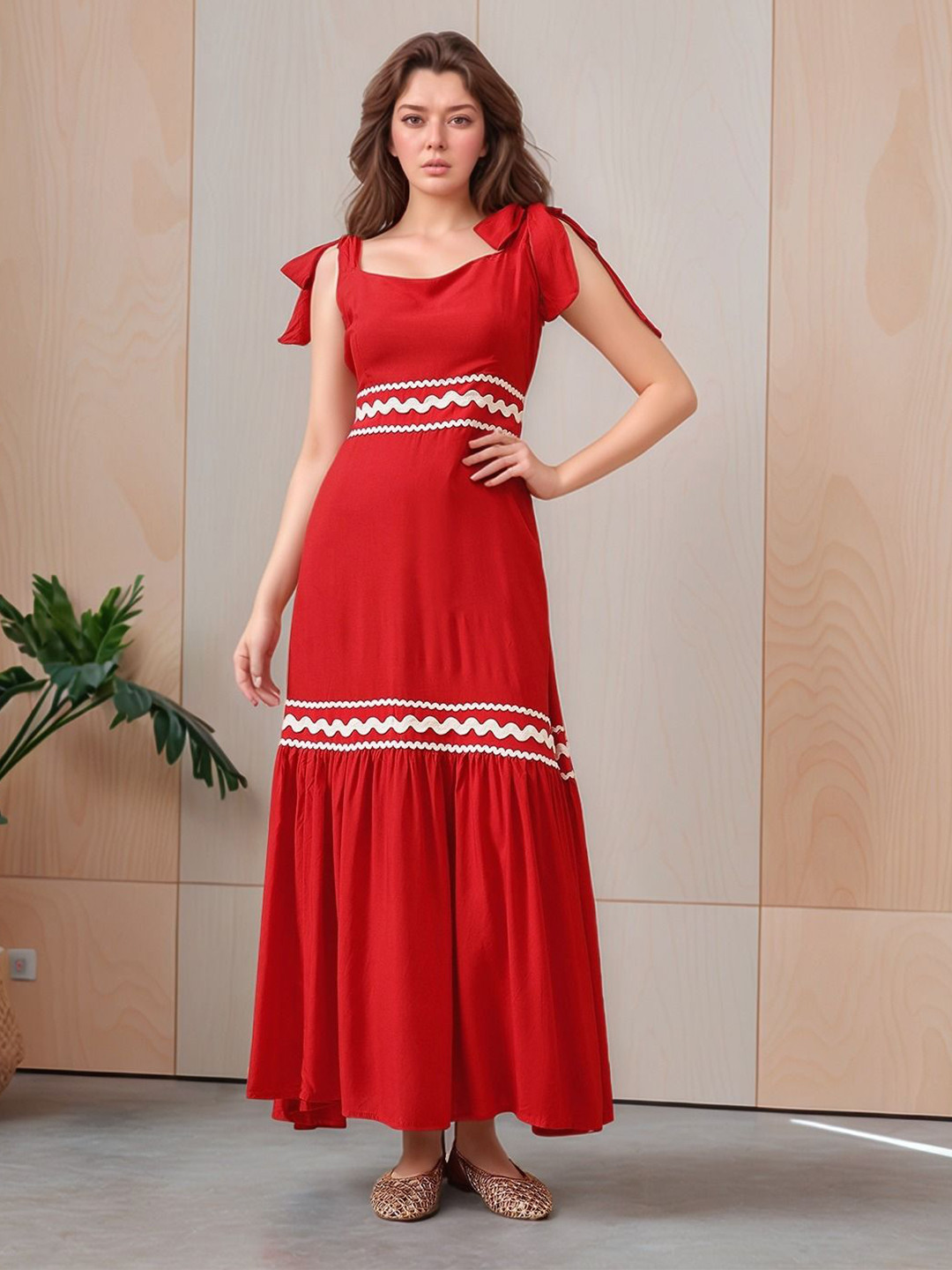 Molly & Michel Women Self Design A-Line Maxi Dress