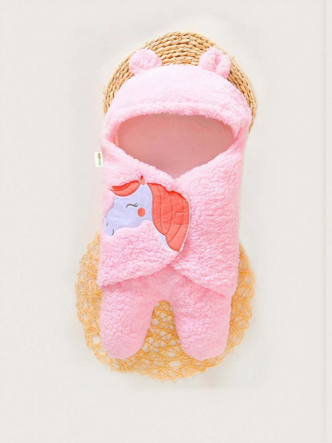 TINY HANDS Pink Cartoon Characters Fleece 150 GSM Blanket