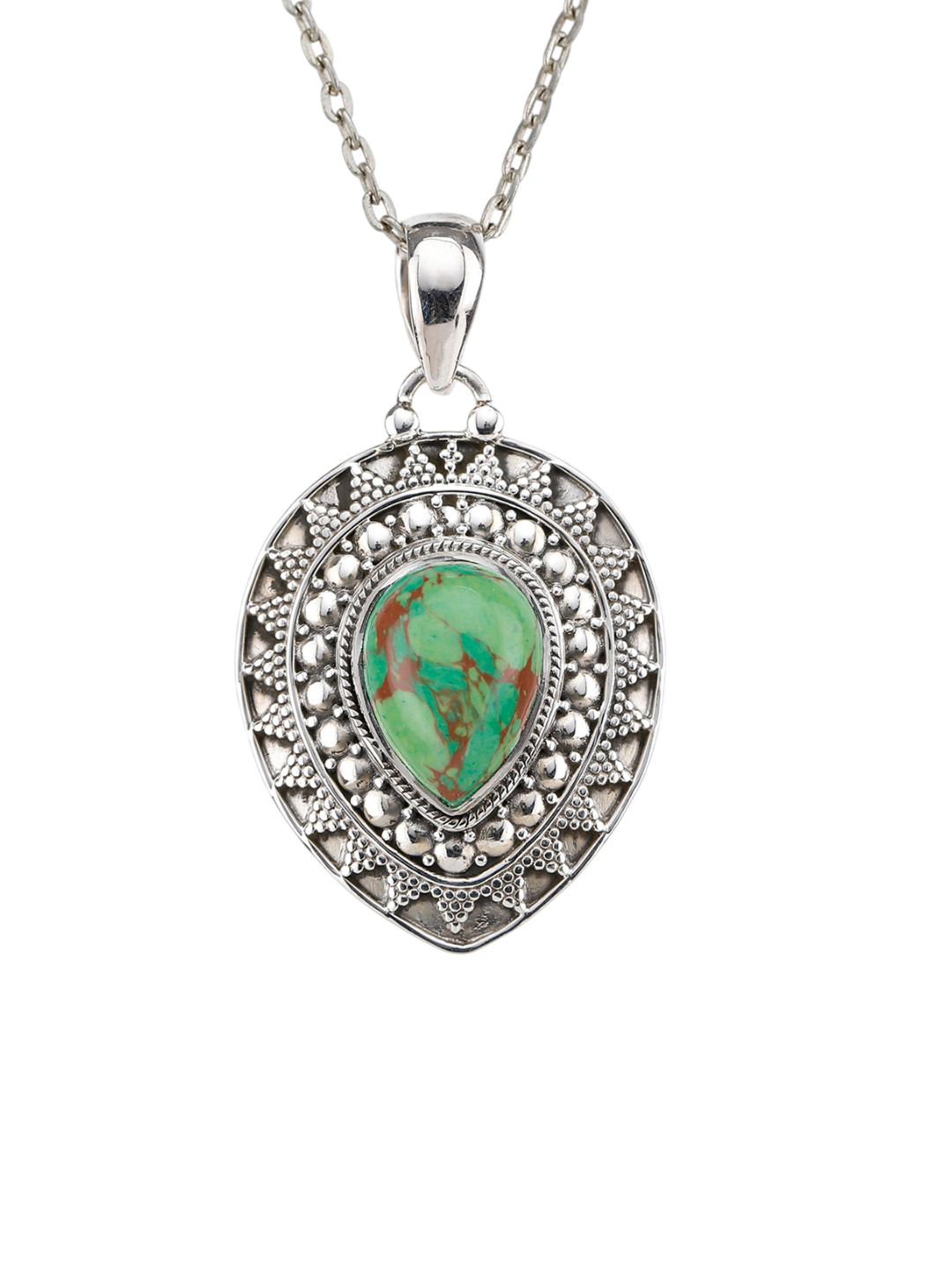 Exotic India Women Sterling Silver Mohave Turquoise Pendant