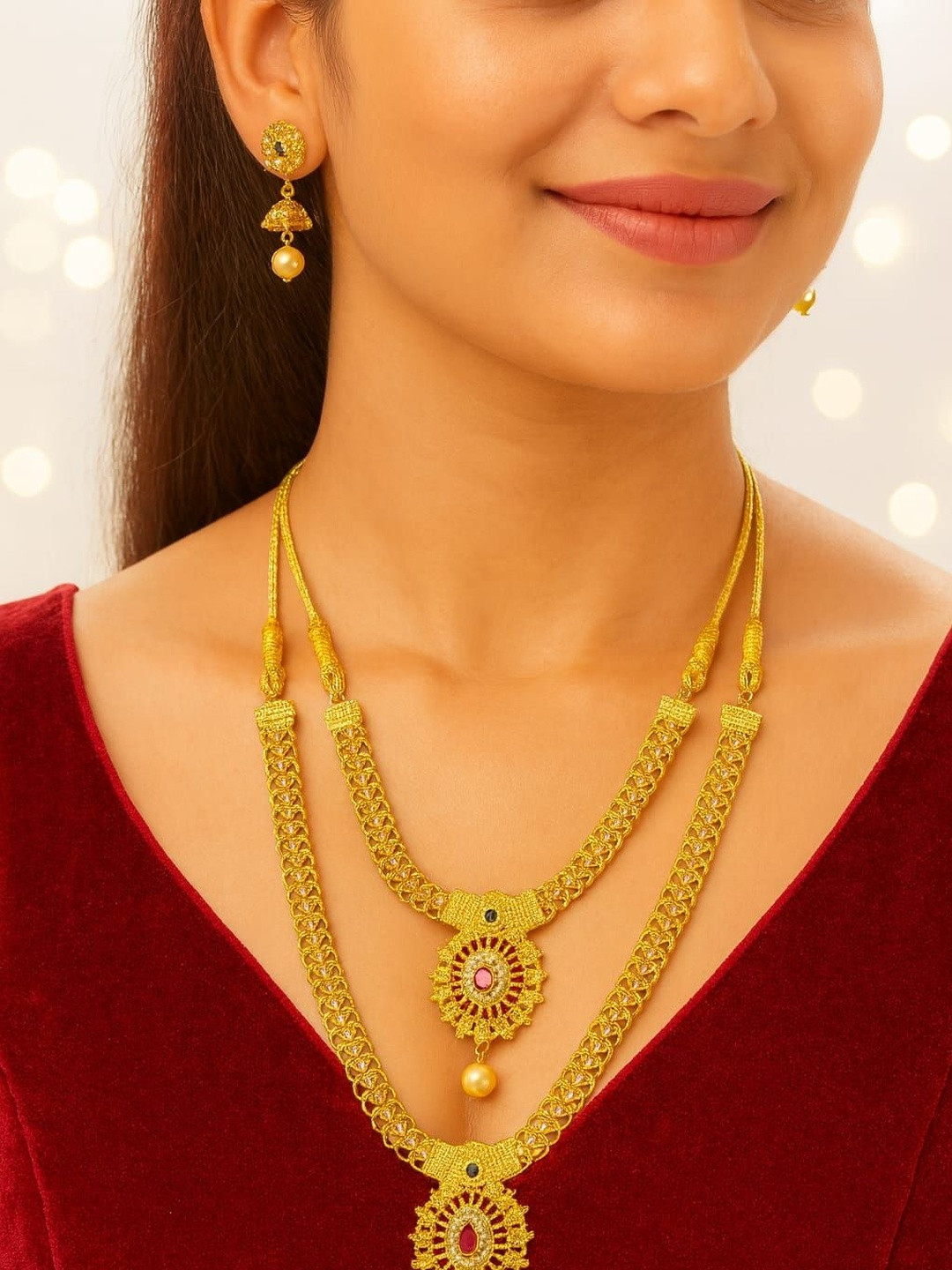 SAT KAIVAL FASHION Women Gold Plated Necklace & Earrings Set