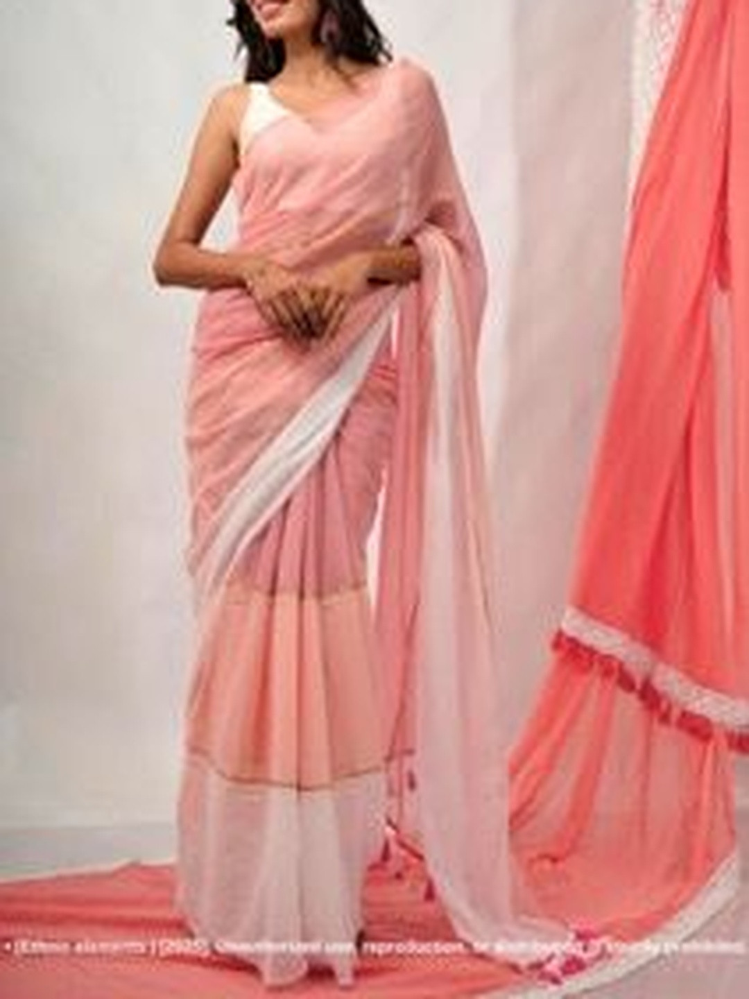 ETHNIC ELEMENTS Ombre Pure Cotton Saree