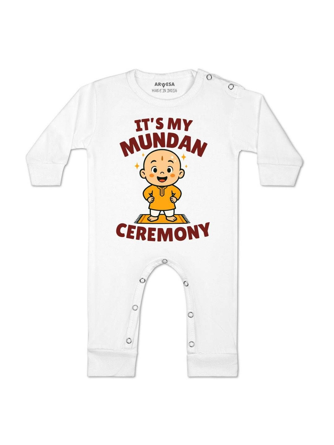 Its Mundan Ceremony Printed Baby Rompers