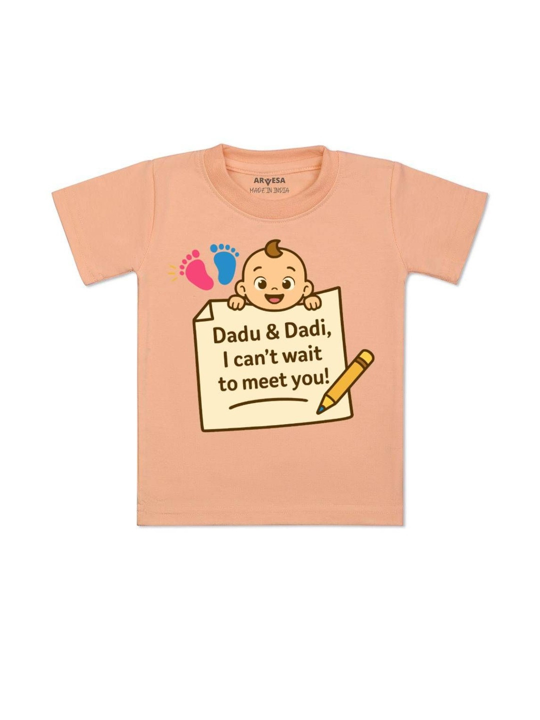 Dadu Dadi Cant Wait To Meet You Printed Kids Tshirt