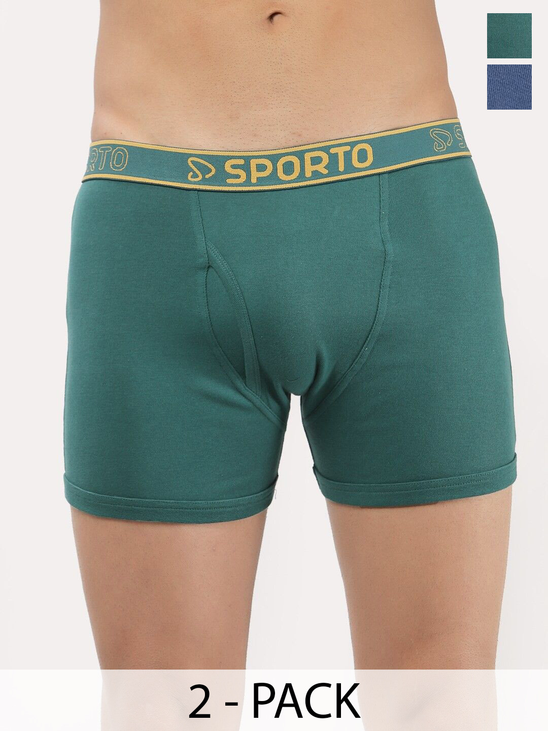 Sporto by Macho Pack Of 2 Combed Cotton Trunks Sprto-M1030_Dnm(1)-Prt(1)-XL-Denim_Partol