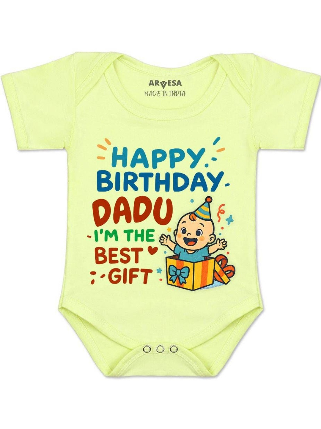 Happy Birthday Dadu Printed Romper