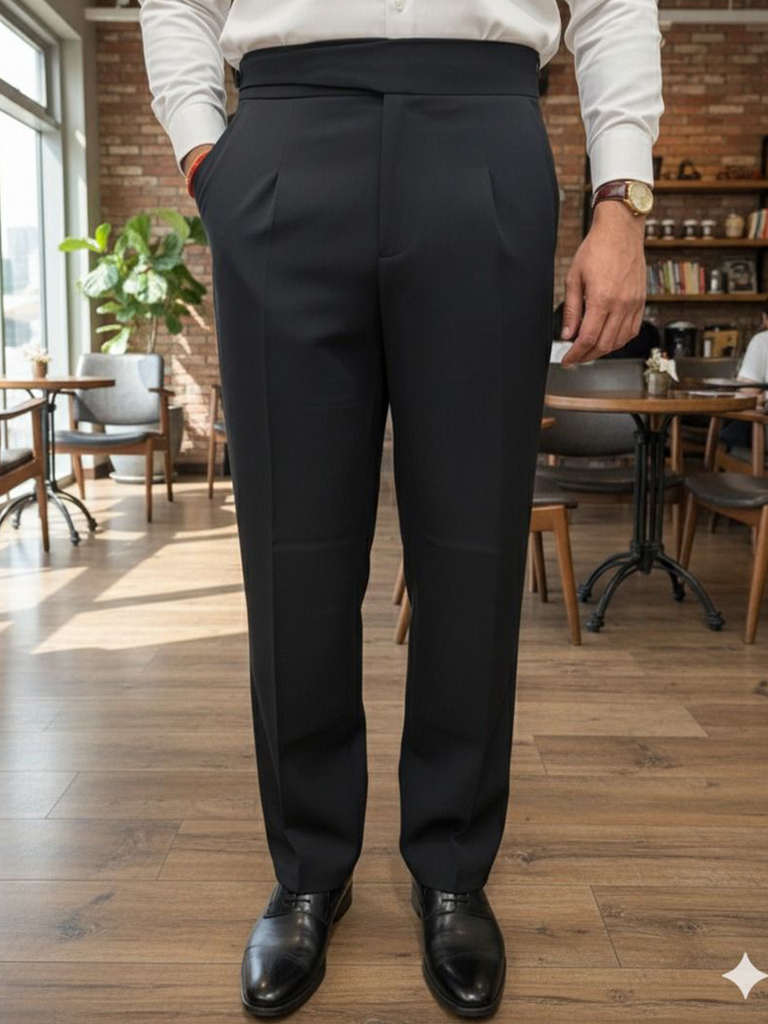 Next One Men Classic Slim Fit Pleated Korean Pants
