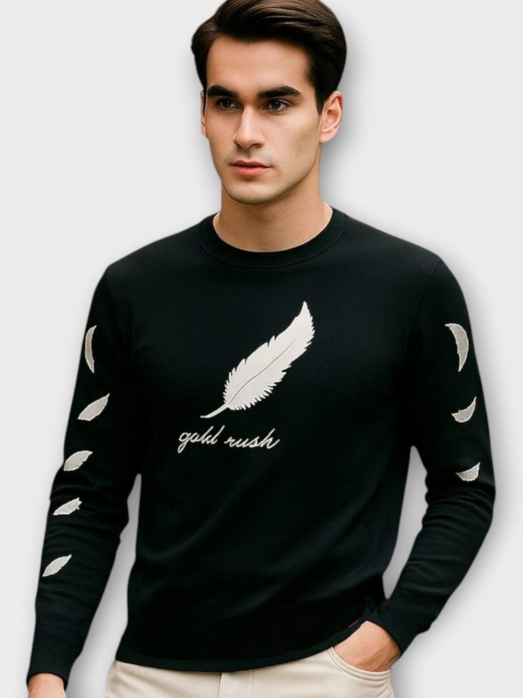 FASHIUM Men Graphic Printed Round Neck Pullover Cotton Sweatshirt