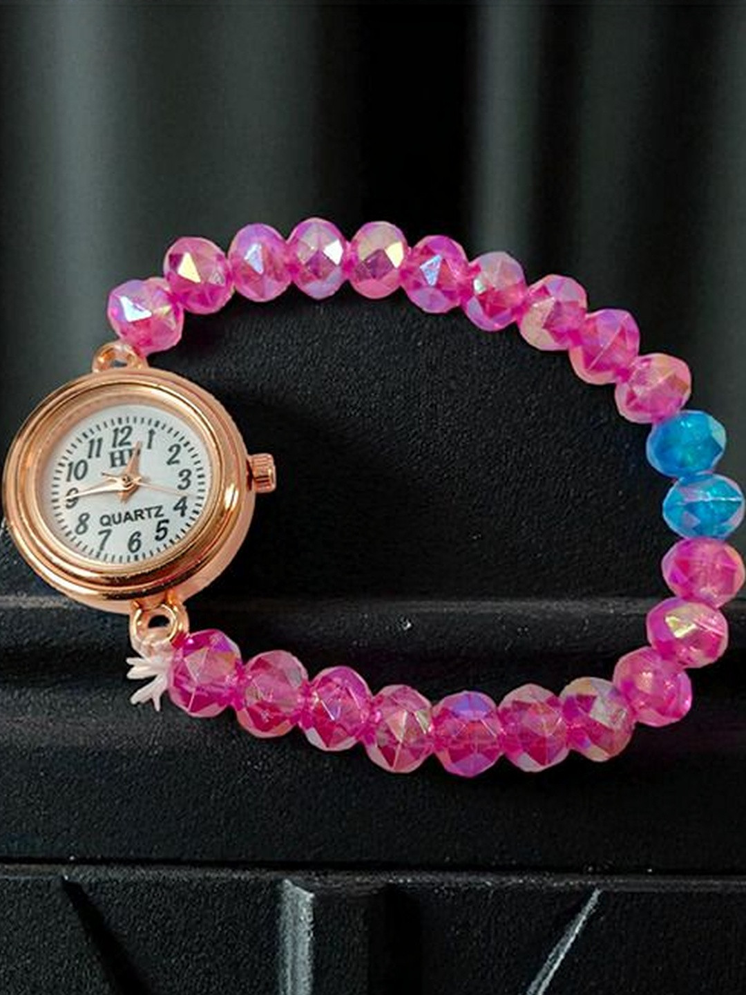 KAVIM Women Bracelet Style Beaded Watch