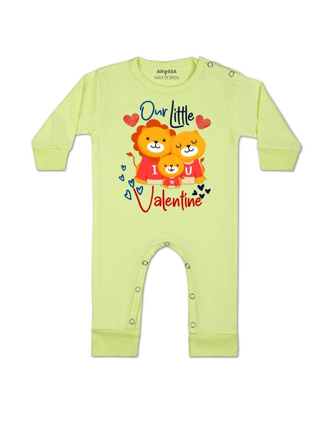 Arvesa Kids Our Little Valentine Printed Baby Rompers