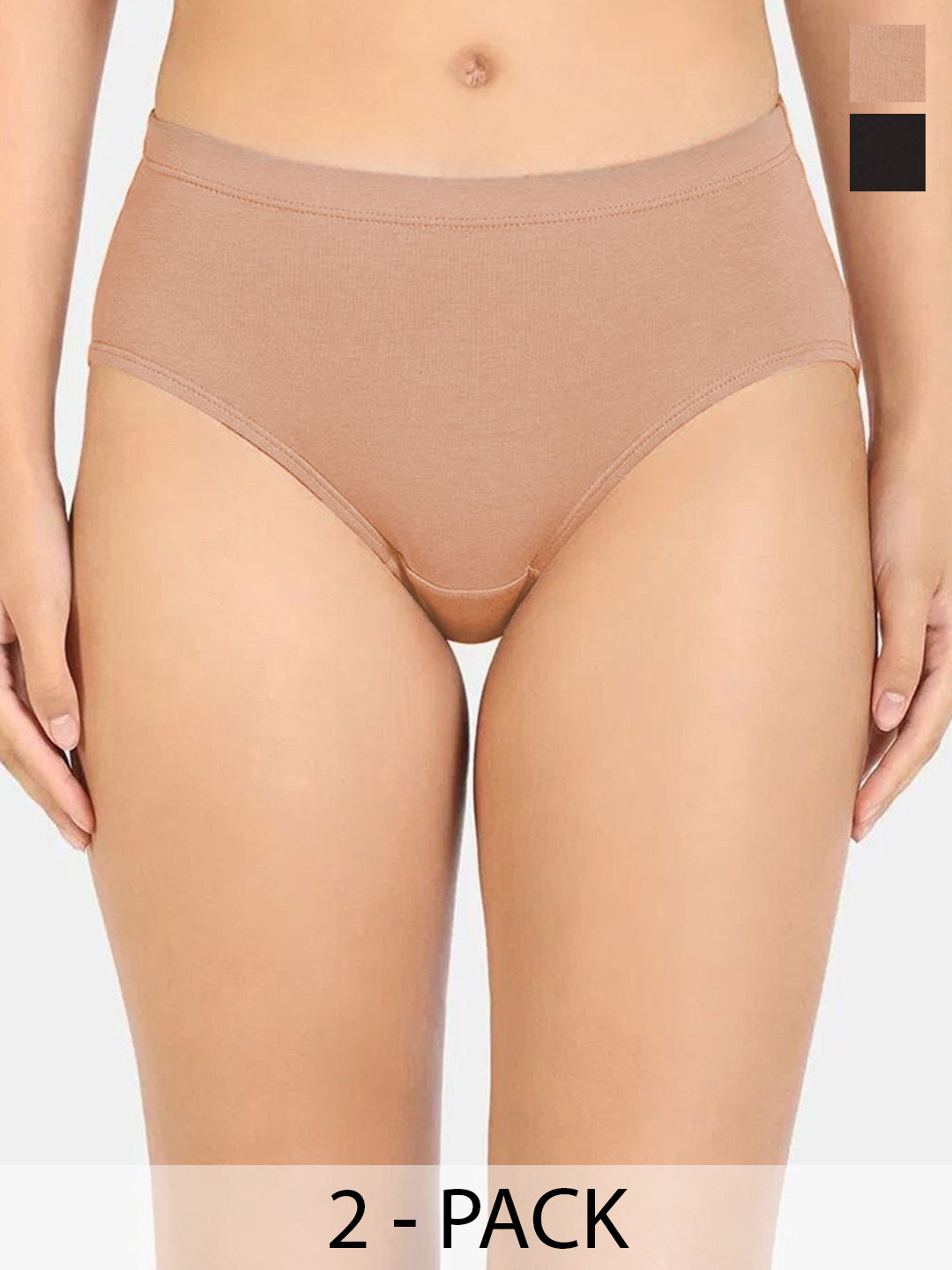 HRX by Hrithik Roshan Pack Of 2 High-Rise Bamboo Hipster Briefs WO-L4-Old Rose-L10-Black