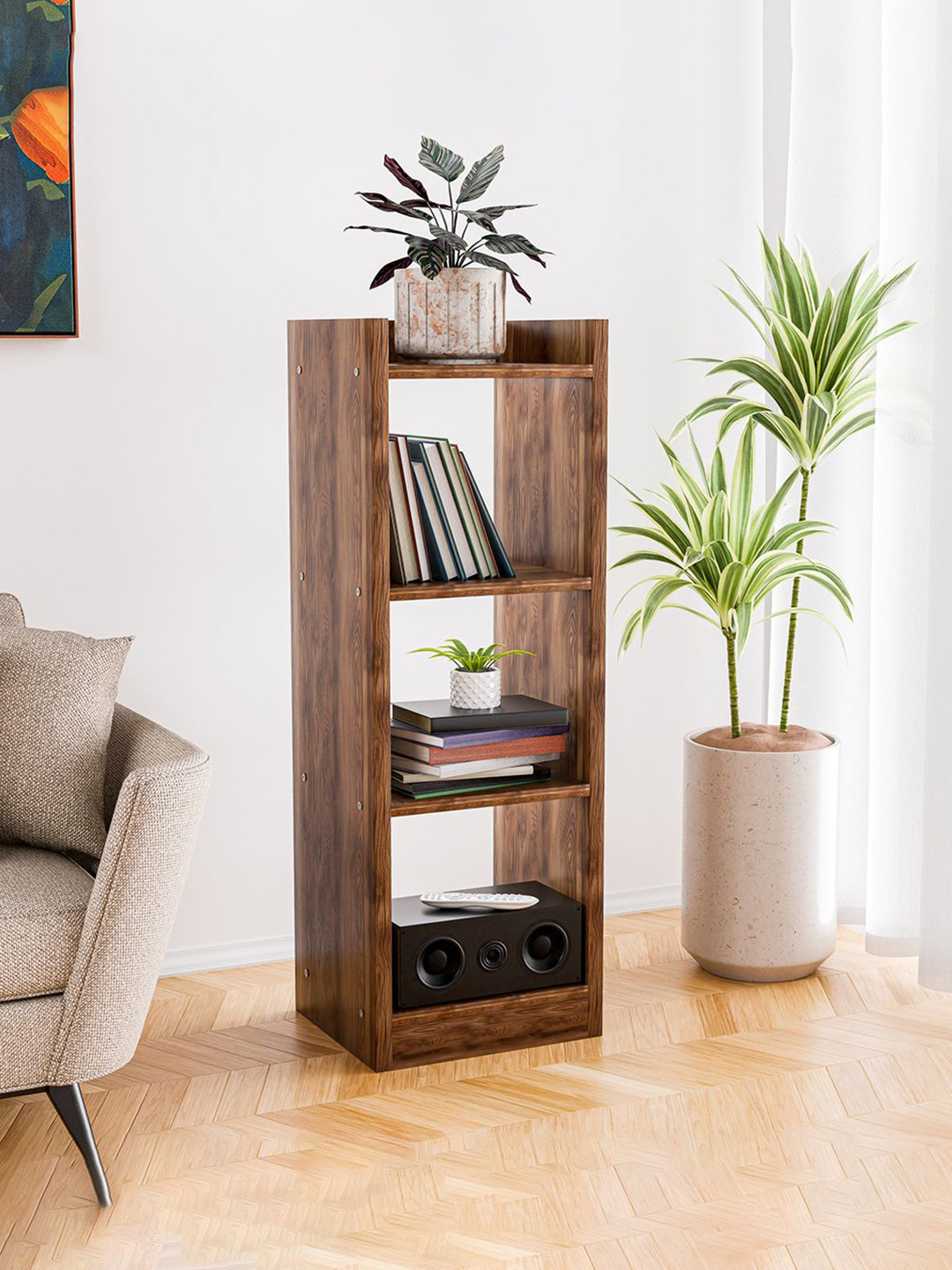 Kuber Industries Book Shelf Brown Regular 3 Layer Wooden Multi-Utility Organisers