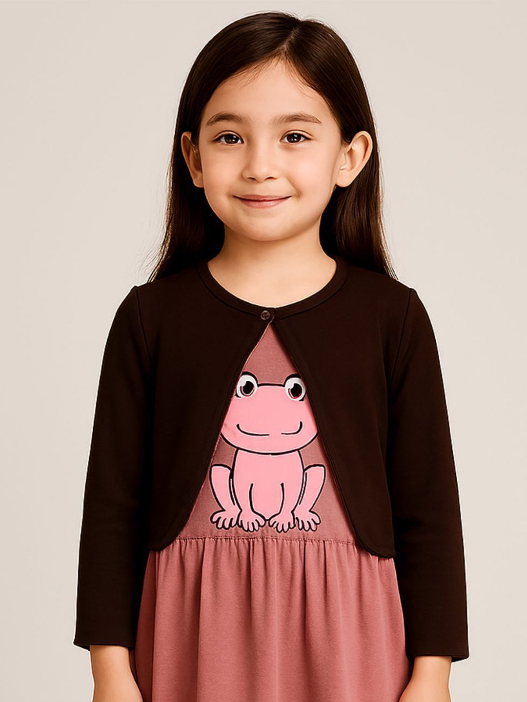 Kryptic Girls Tie-Up Neck Front Open Cotton Shrug