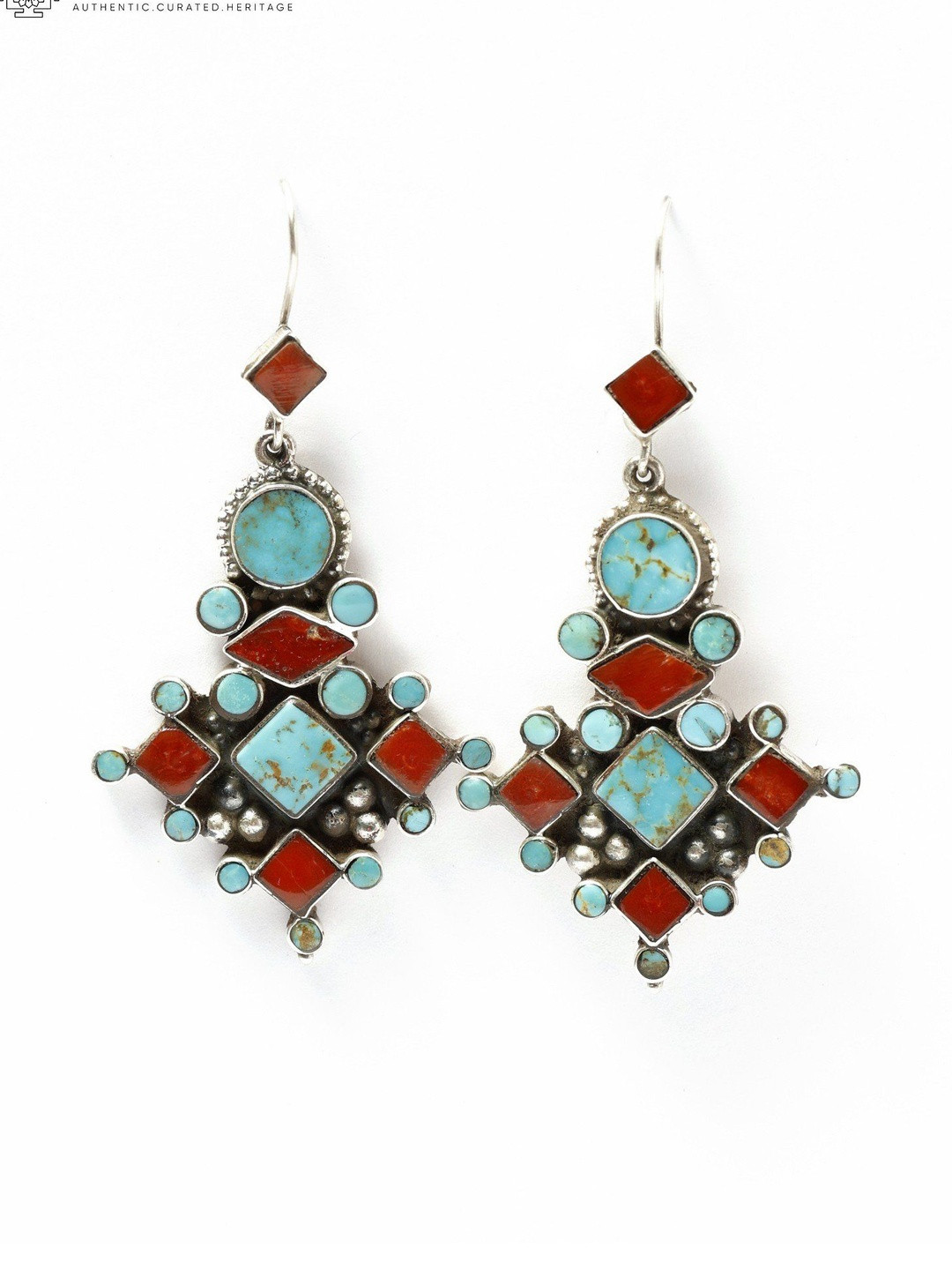 Exotic India Cripple Creek Turquoise and Coral Earrings