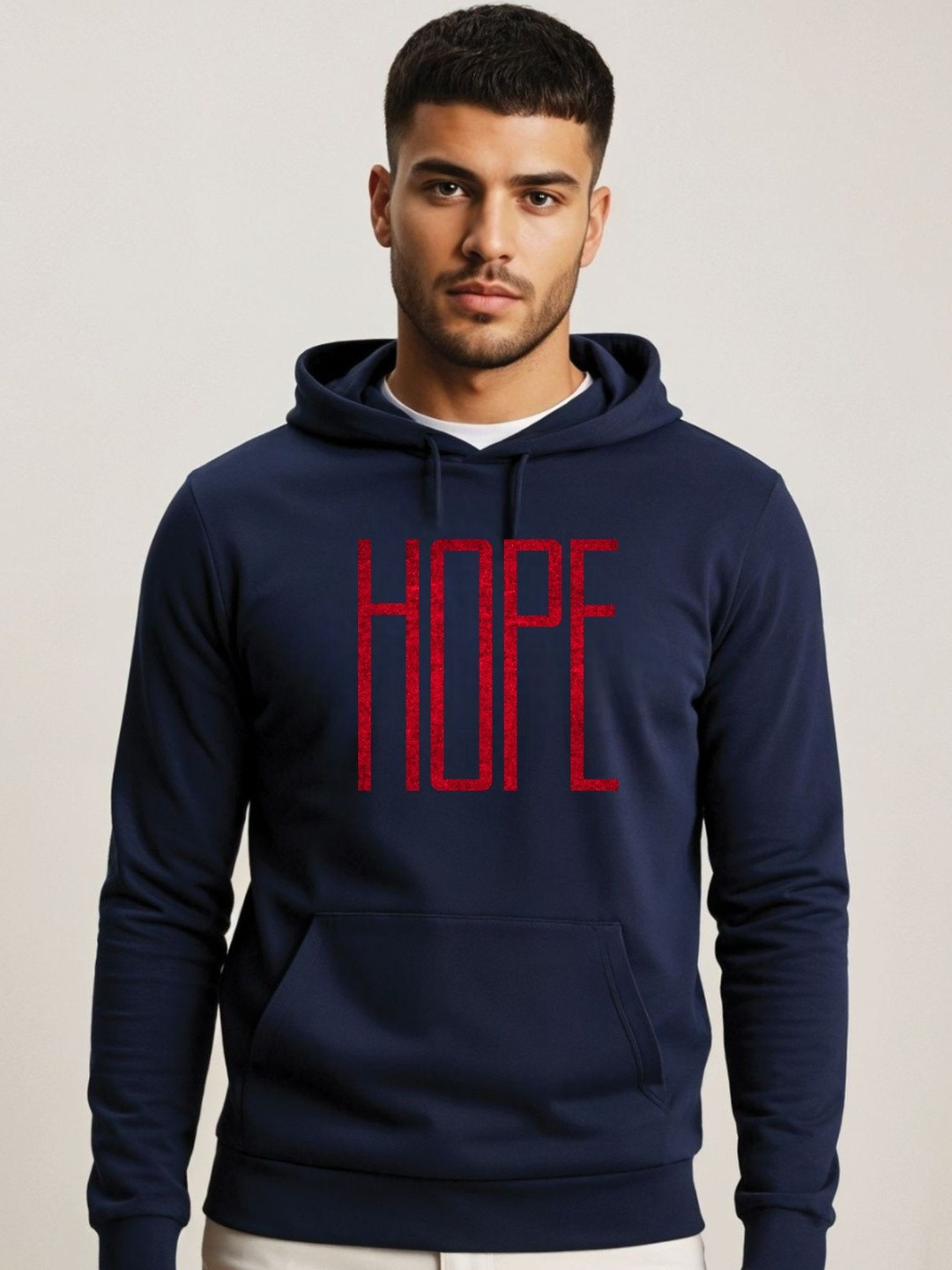 Moda Rapido Men Navy Blue Regular Fit Hooded Sweatshirt