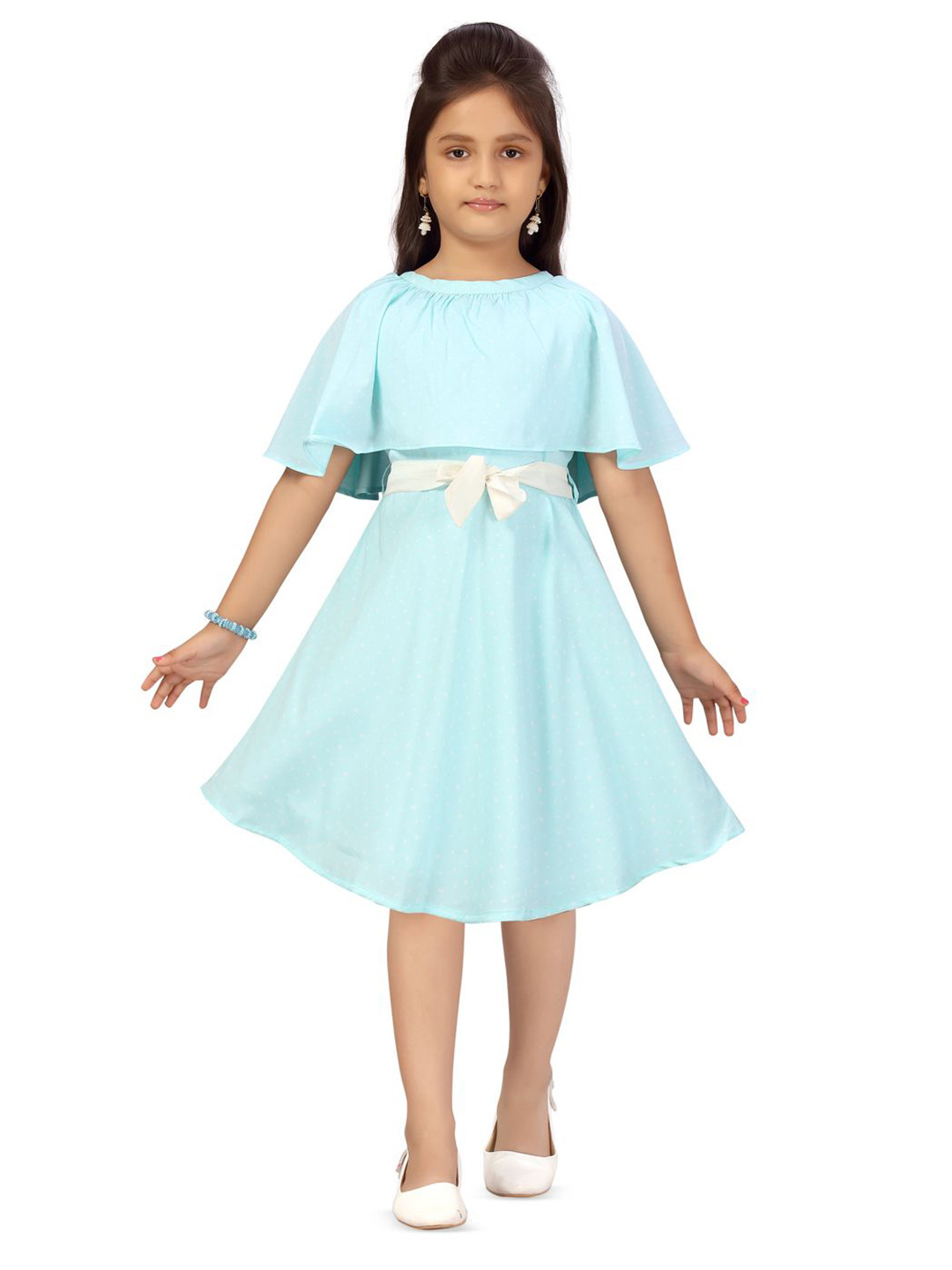 BAESD Girls Cape Sleeve A-Line Knee Length Dress