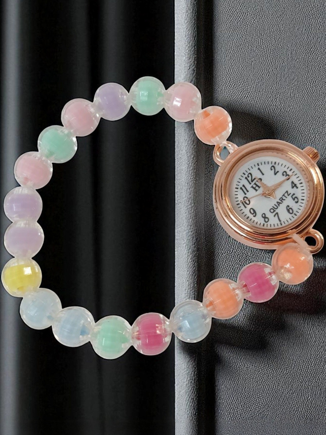 KAVIM Women Bracelet Style Beaded Watch