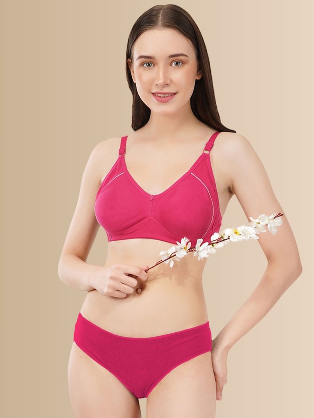 happybra Non-Wired & Lightly Padded Cotton Lingerie Set