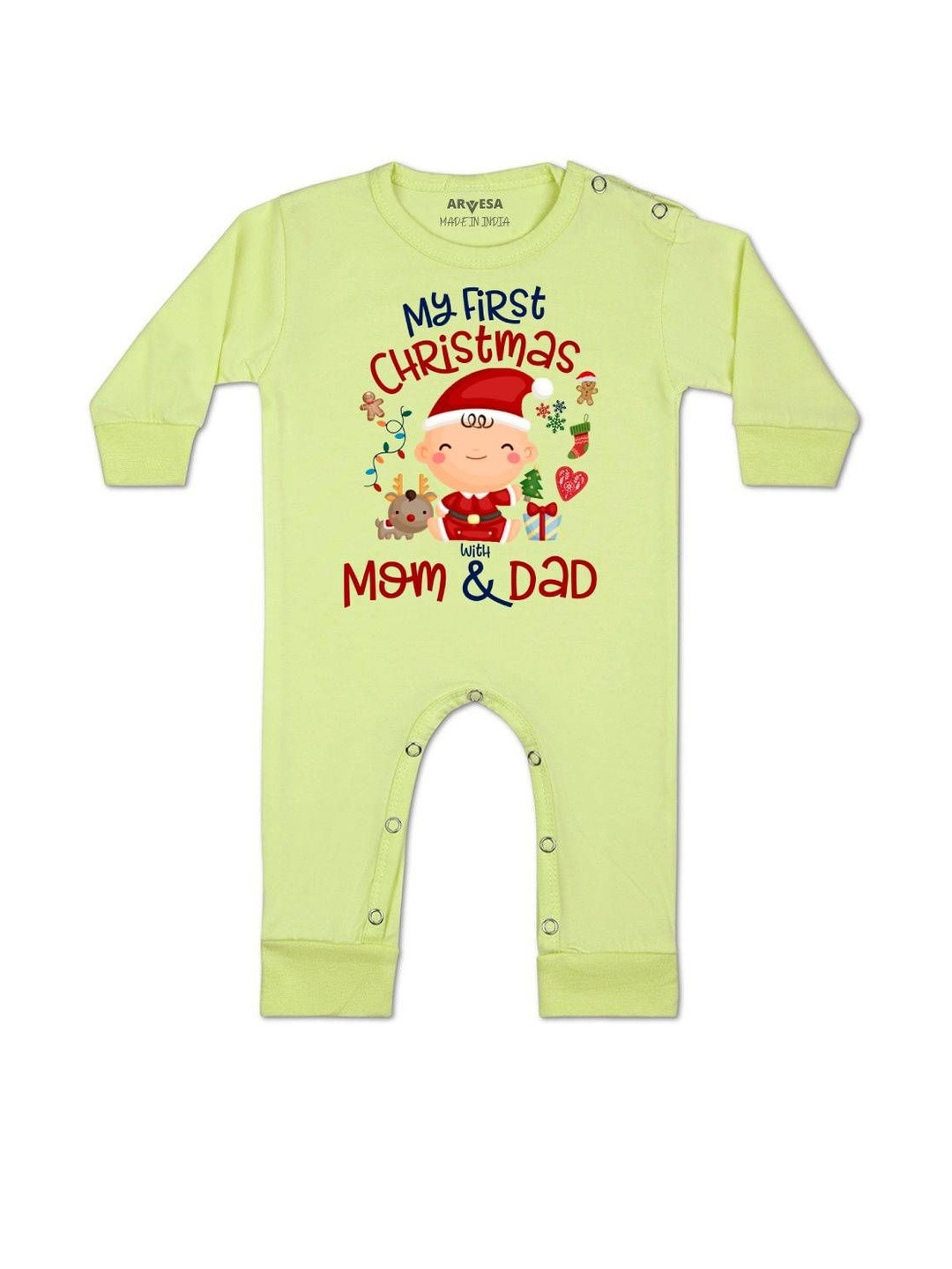 Arvesa Kids Christmas Theme Printed Romper