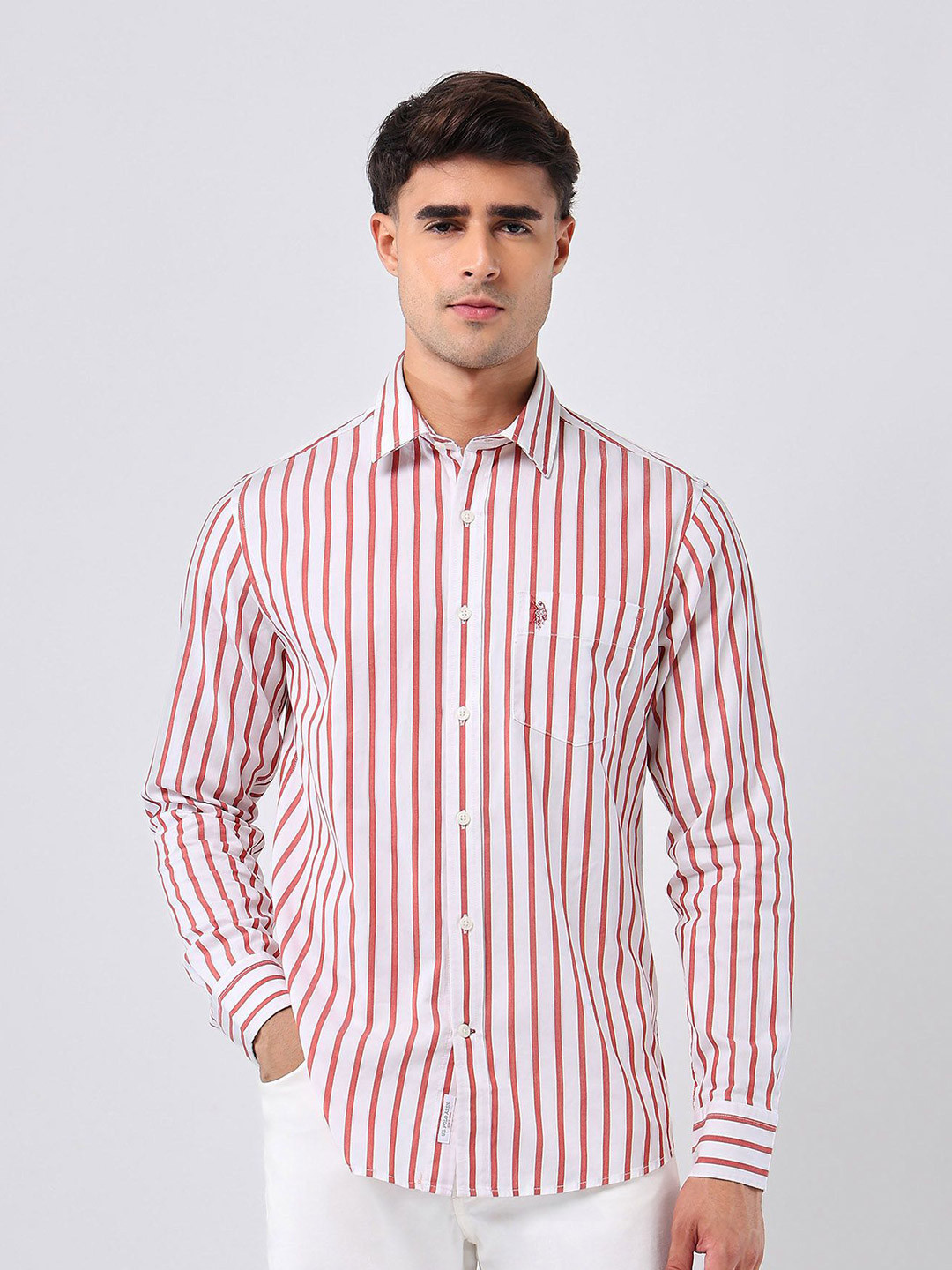 U.S. Polo Assn. 135Th Tailored Fit Striped Pure Cotton Casual Shirt