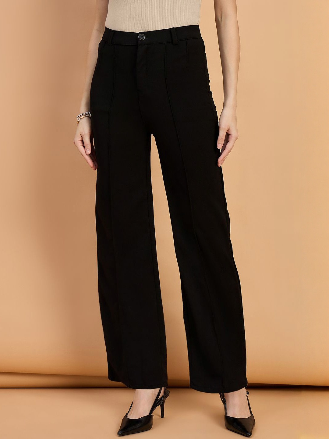 Black Carrera Full Length Women Formal Trousers and Pants