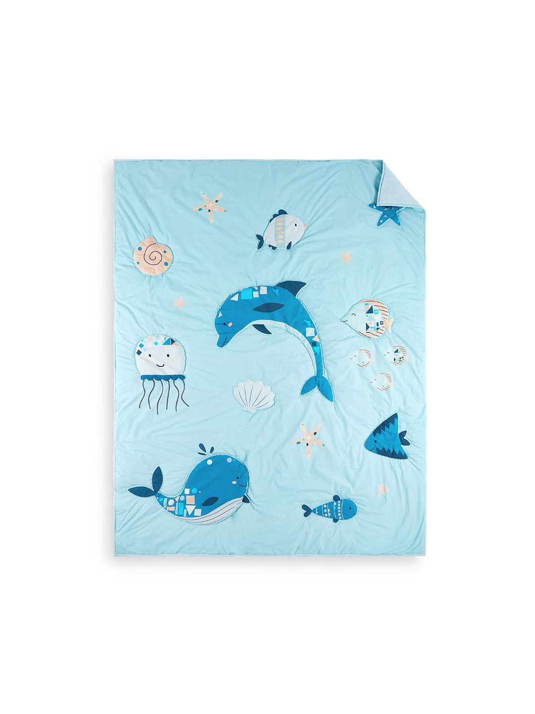 haus & kinder Kids Blue Cartoon Characters Printed Pure Cotton  Quilt