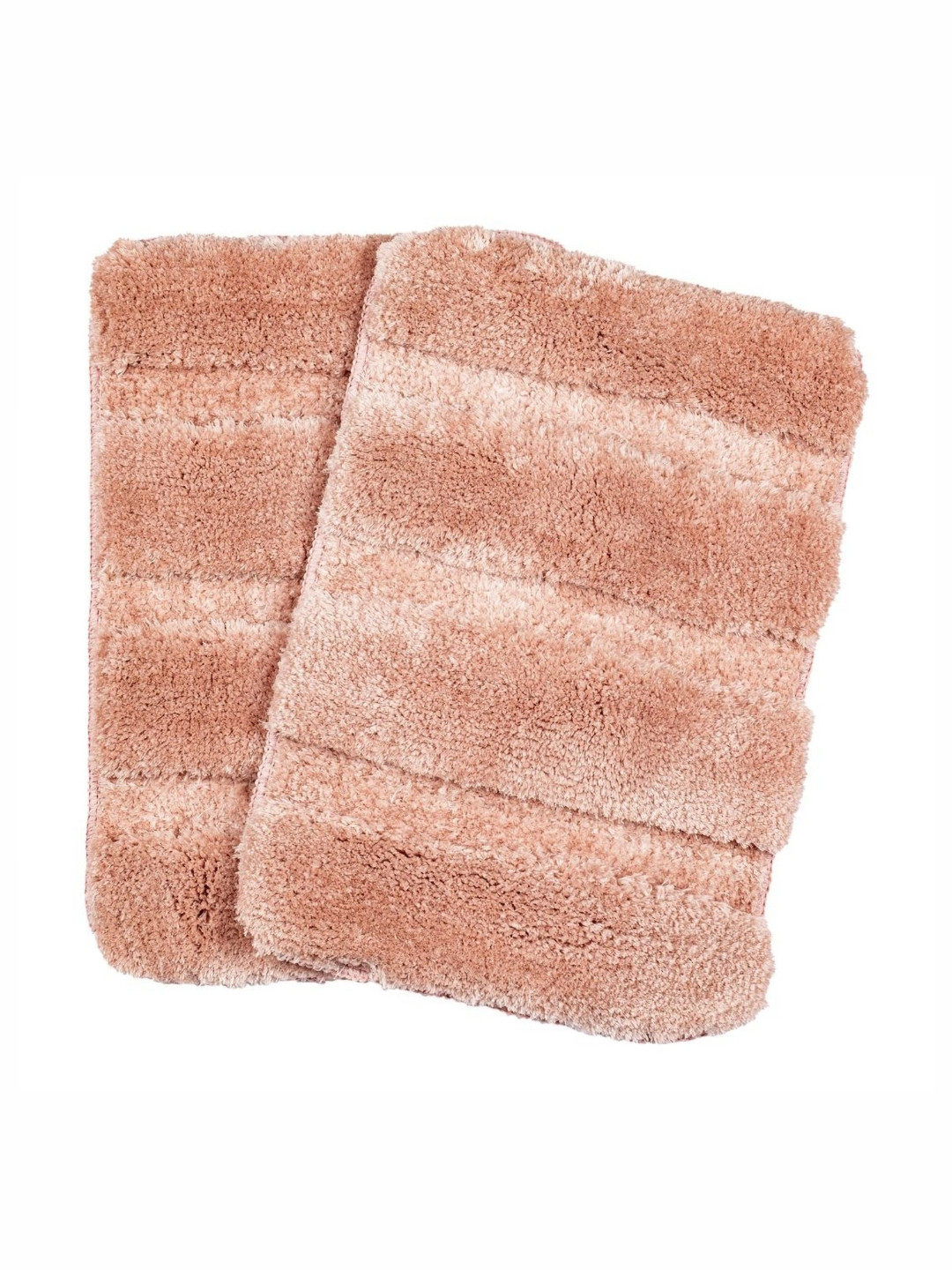 Saral Home Tris Peach 2 Pieces Soft Striped Thick Microfiber Anti-Skid Bath Mats