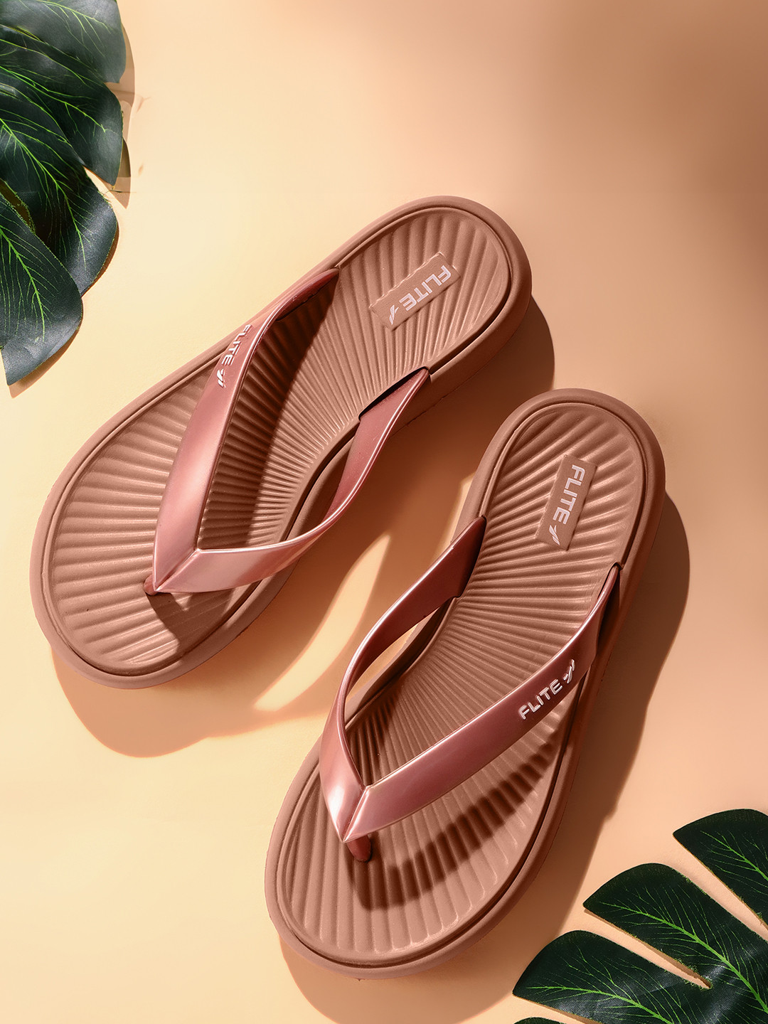 FLITE Women Striped Open Toe Flip Flops