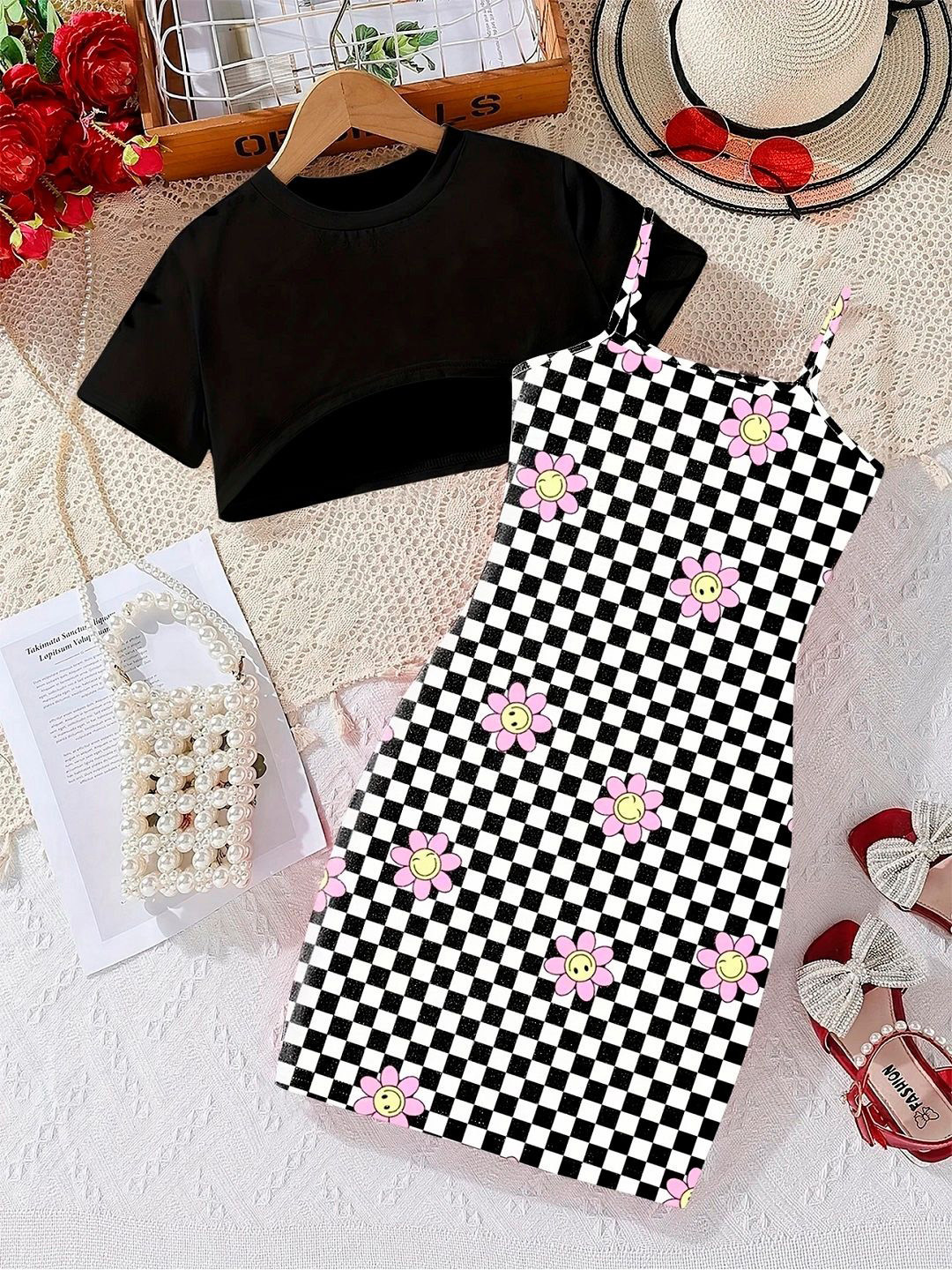Kidotsav Girls Checked Print A-Line Dress