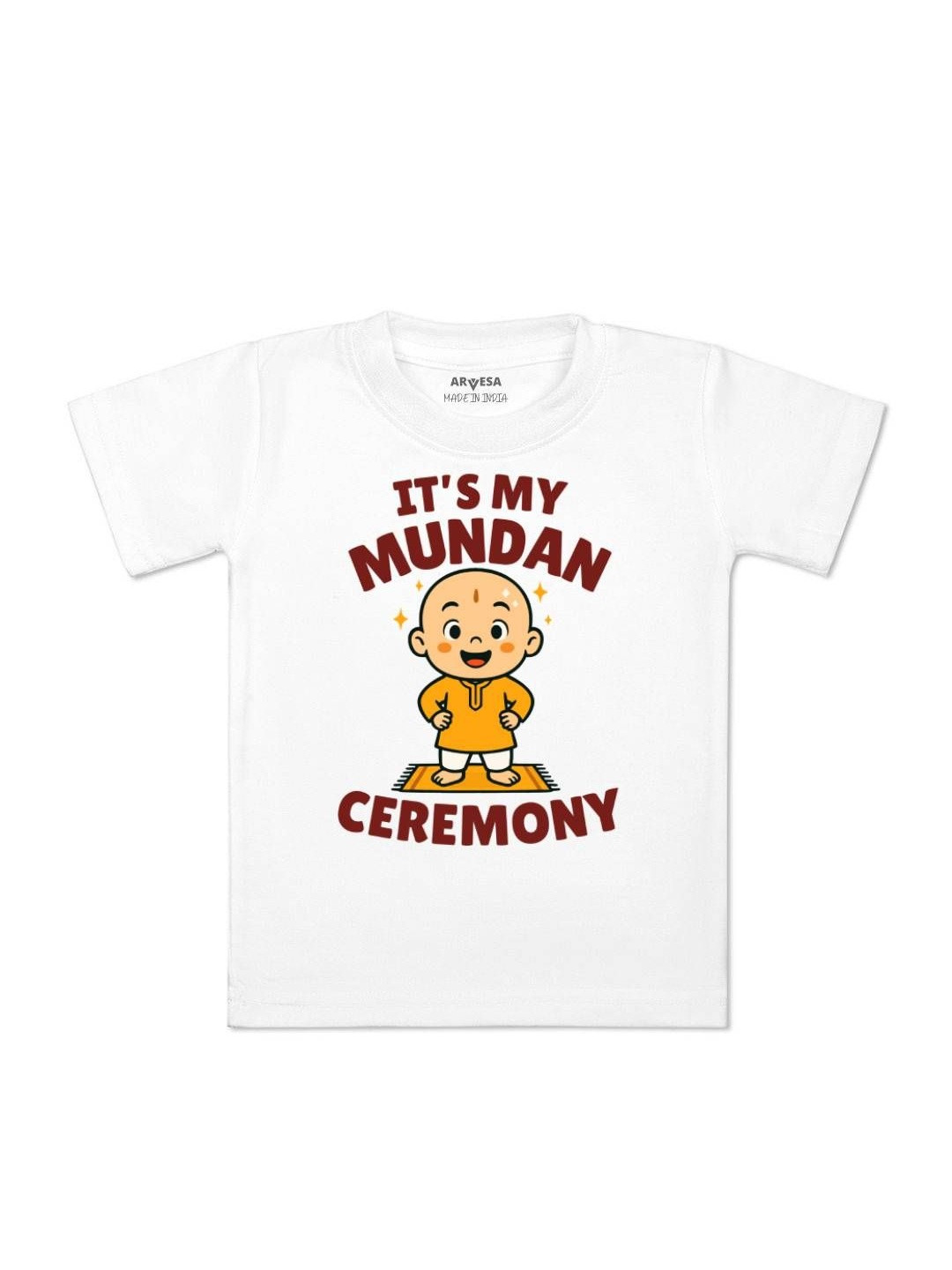 Arvesa Kids Its Mundan Ceremony Printed Round Neck Tshirt