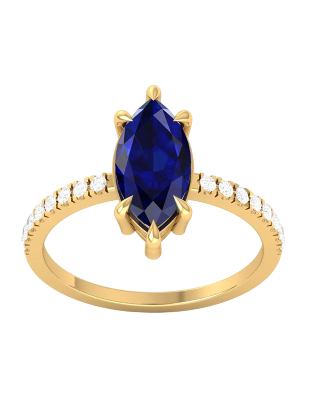 Eddicted 925 Sterling Silver 14K Gold-Plated American Diamond Studded Finger Ring