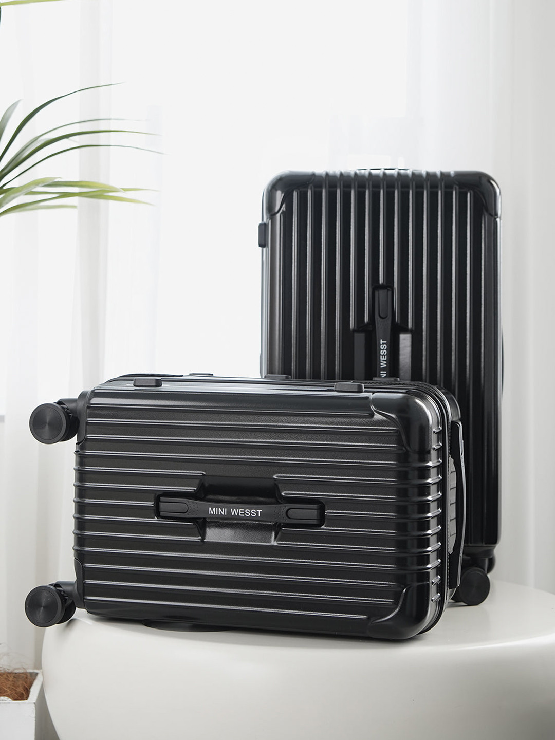 MINI WESST The Trunk Set Of 2 Textured 360 Degree Rotational Hard-Sided Trolley Bags