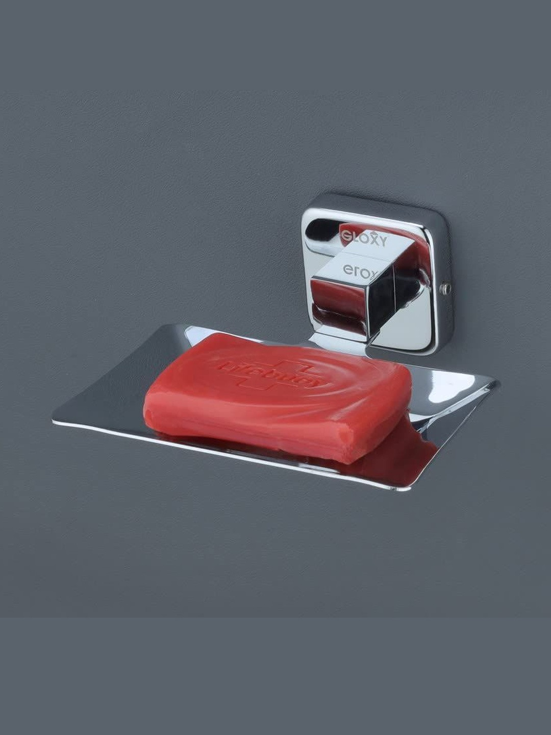 GLOXY Silver-Toned Stainless Steel Glossy Finish Soap Dish