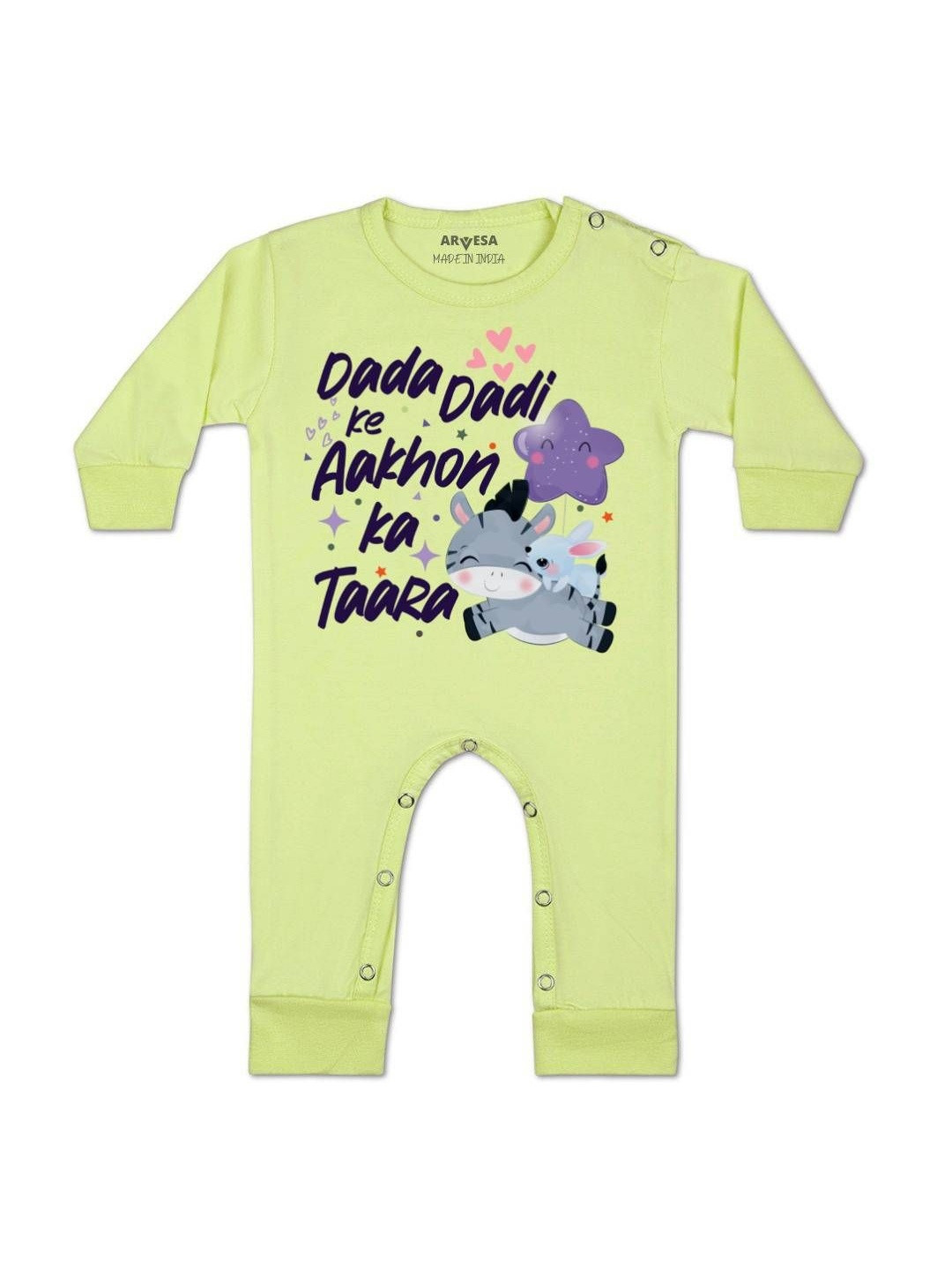 Dada Dadi Ke Aankhon Ka Tara Printed Baby Rompers