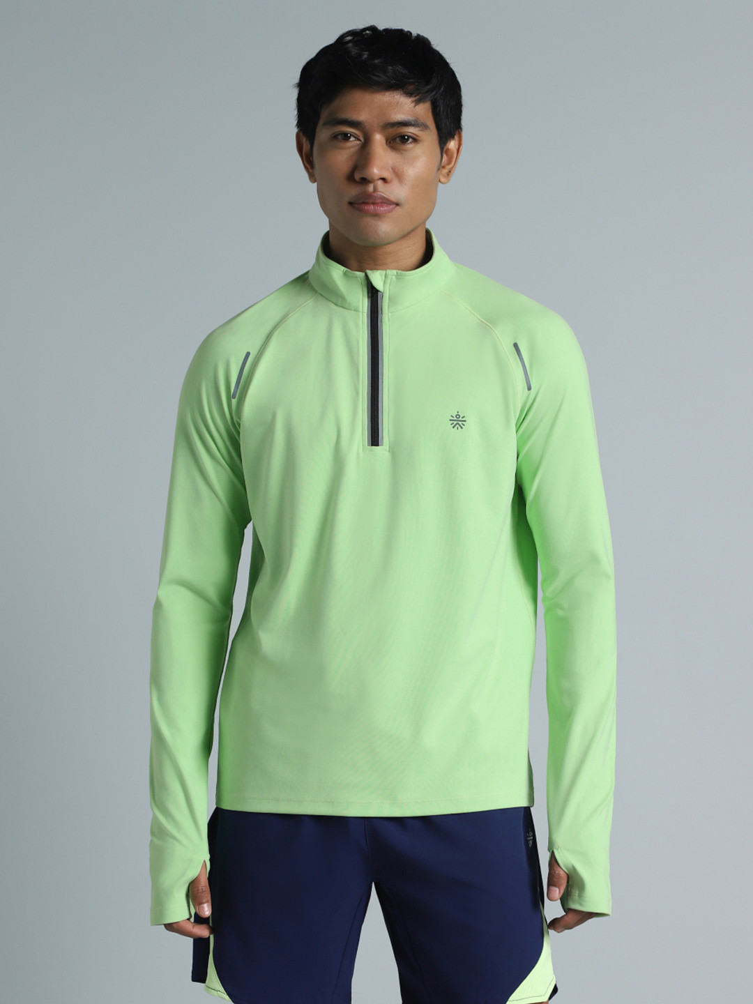 CULT Men Neon Green Night Runner Half Placket Jacket