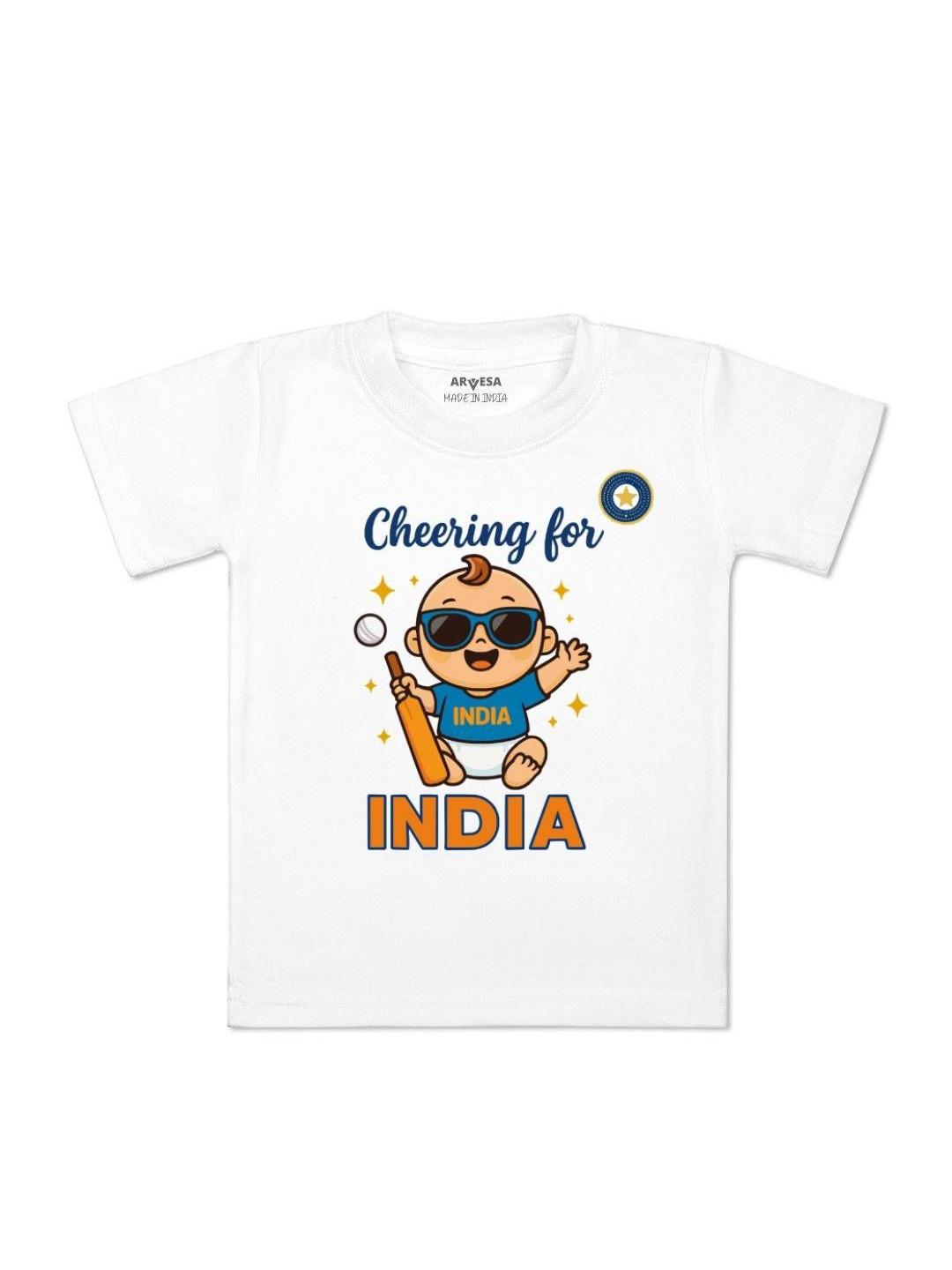 Arvesa Cheering For India Kids Cotton Printed Tshirt